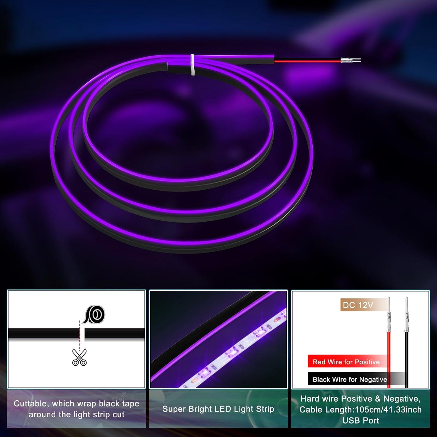 Tira de Luz LED Interior MAODANER 110CM Acrílico Púrpura