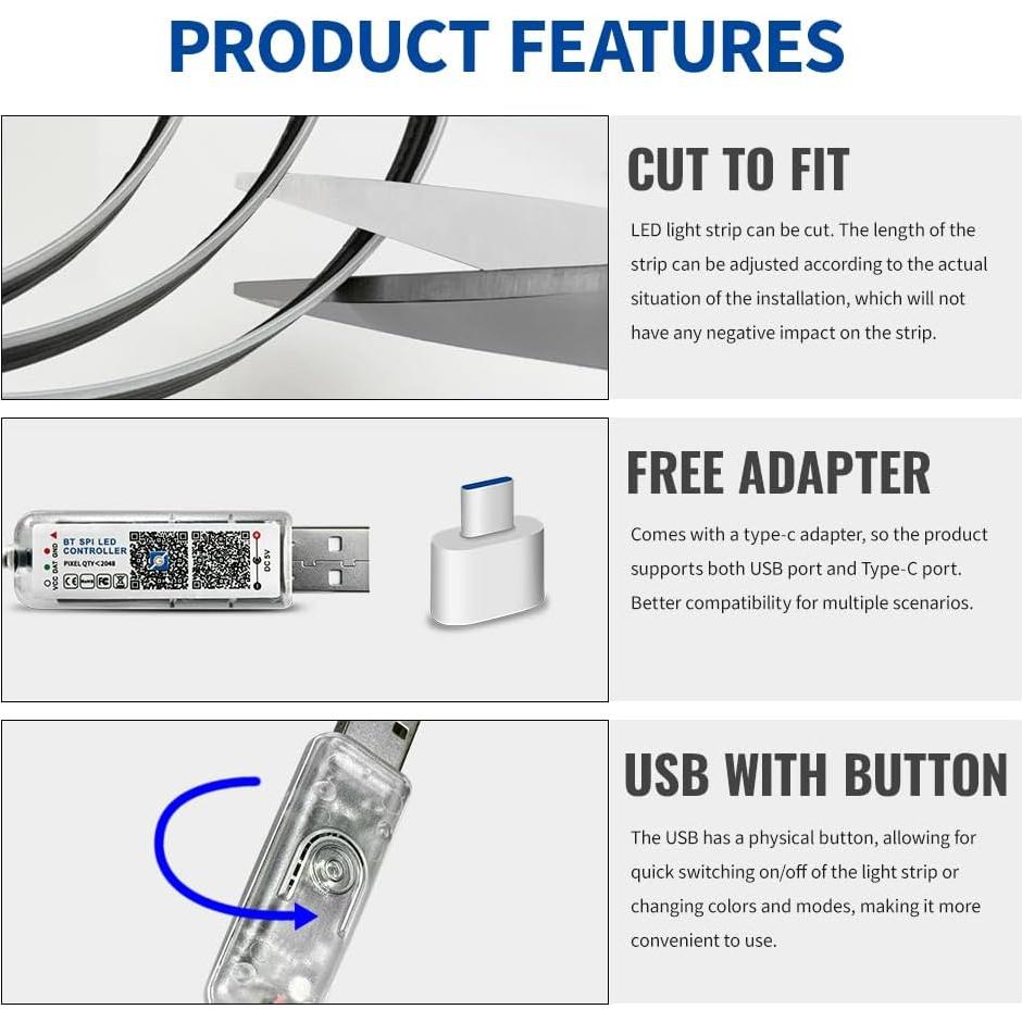 Luces LED Acrílicas Interiores VAUNGIUG RGB 6 en 1 USB