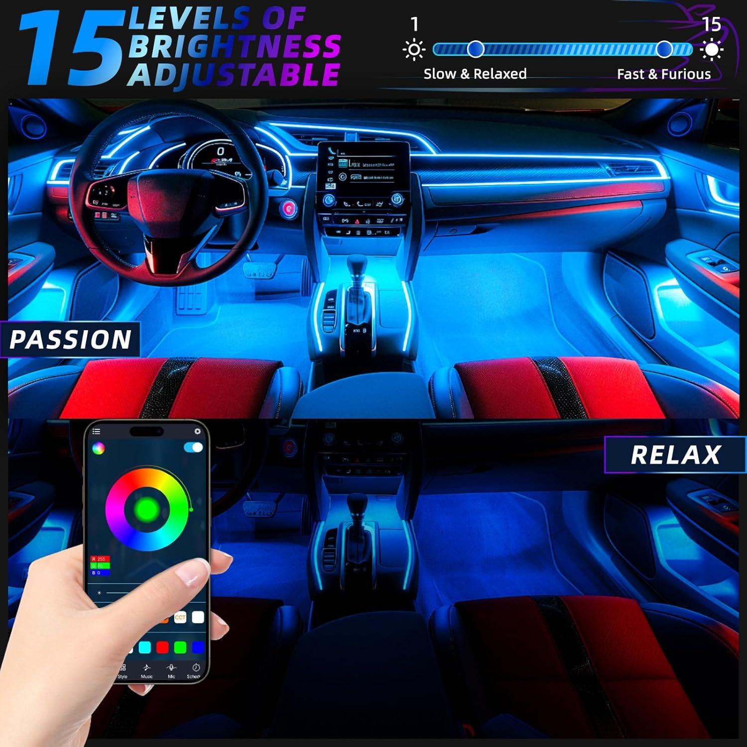 Luces LED RGB Interior de Coche KEEPDSGN 72 LEDs 12V