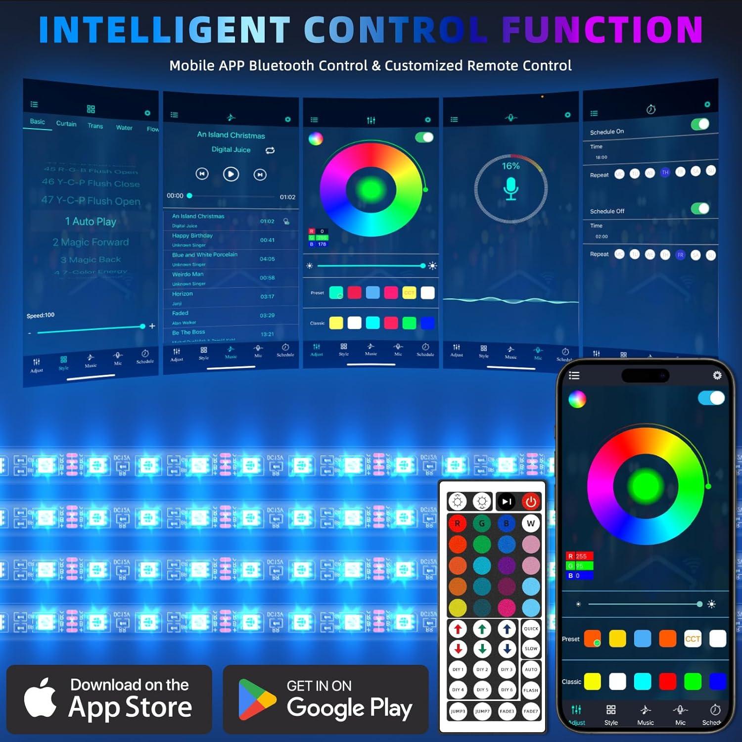 Luces LED RGB Interior de Coche KEEPDSGN 72 LEDs 12V