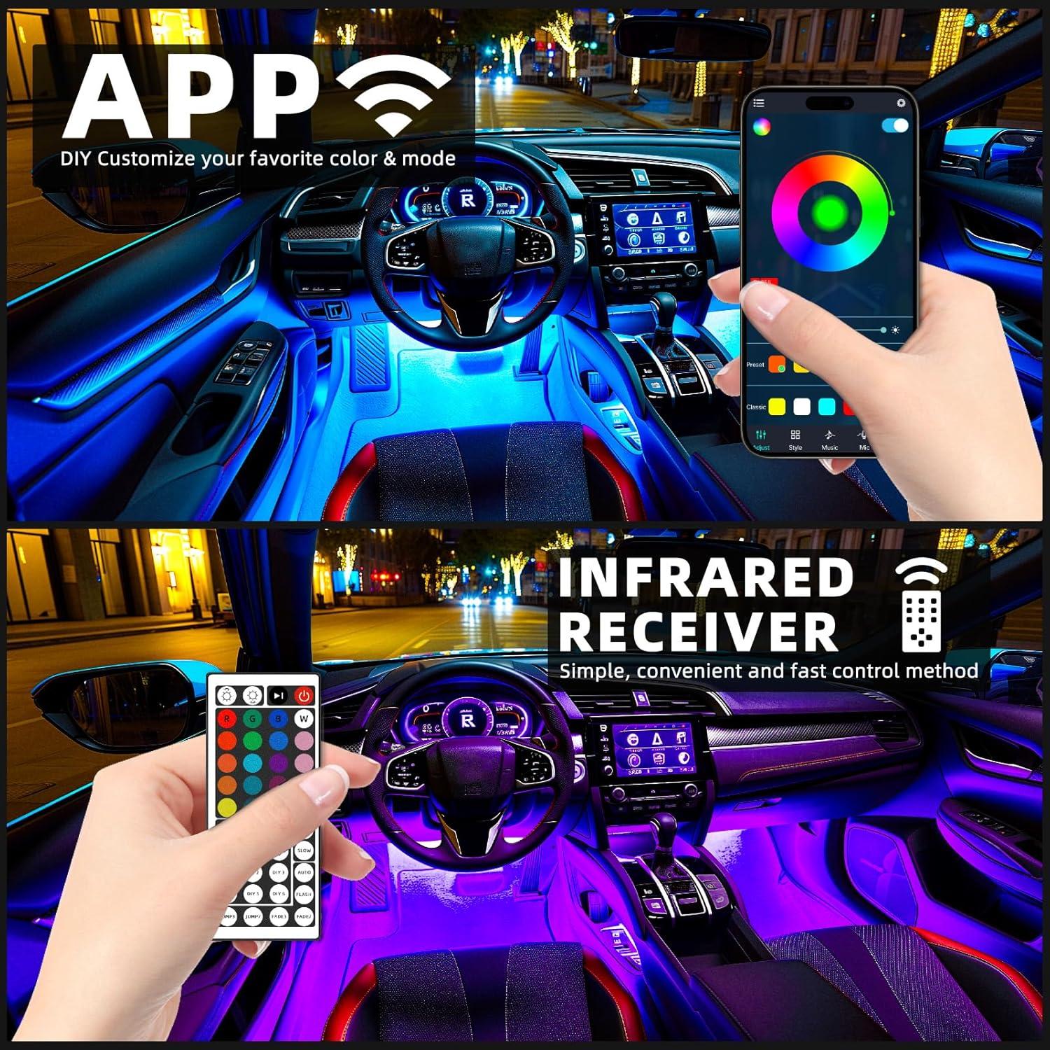 Luces LED RGB Interior de Coche KEEPDSGN 72 LEDs 12V