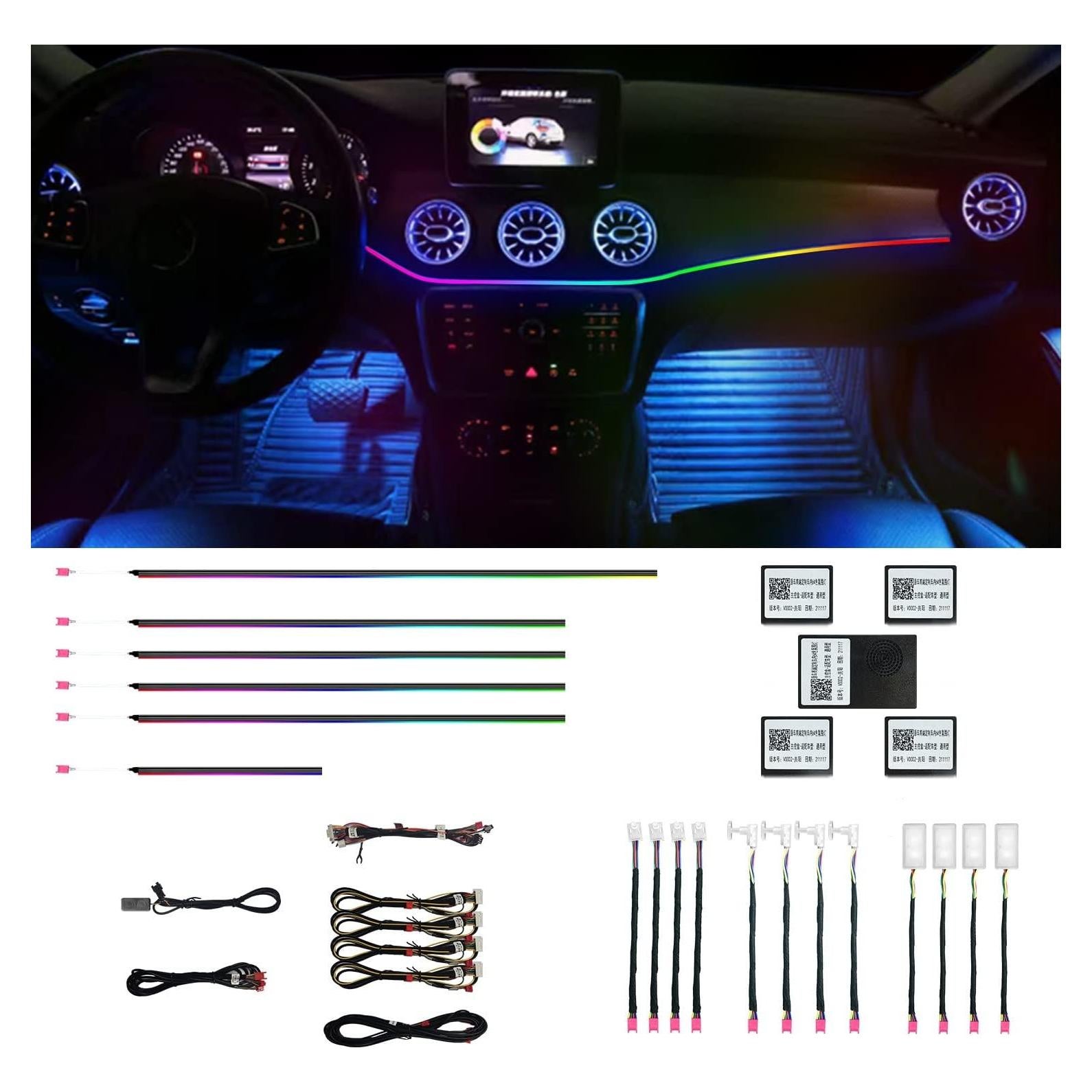 Luces LED Ambientales para Auto HMYC YMS-HC01, 18 en 1 RGB