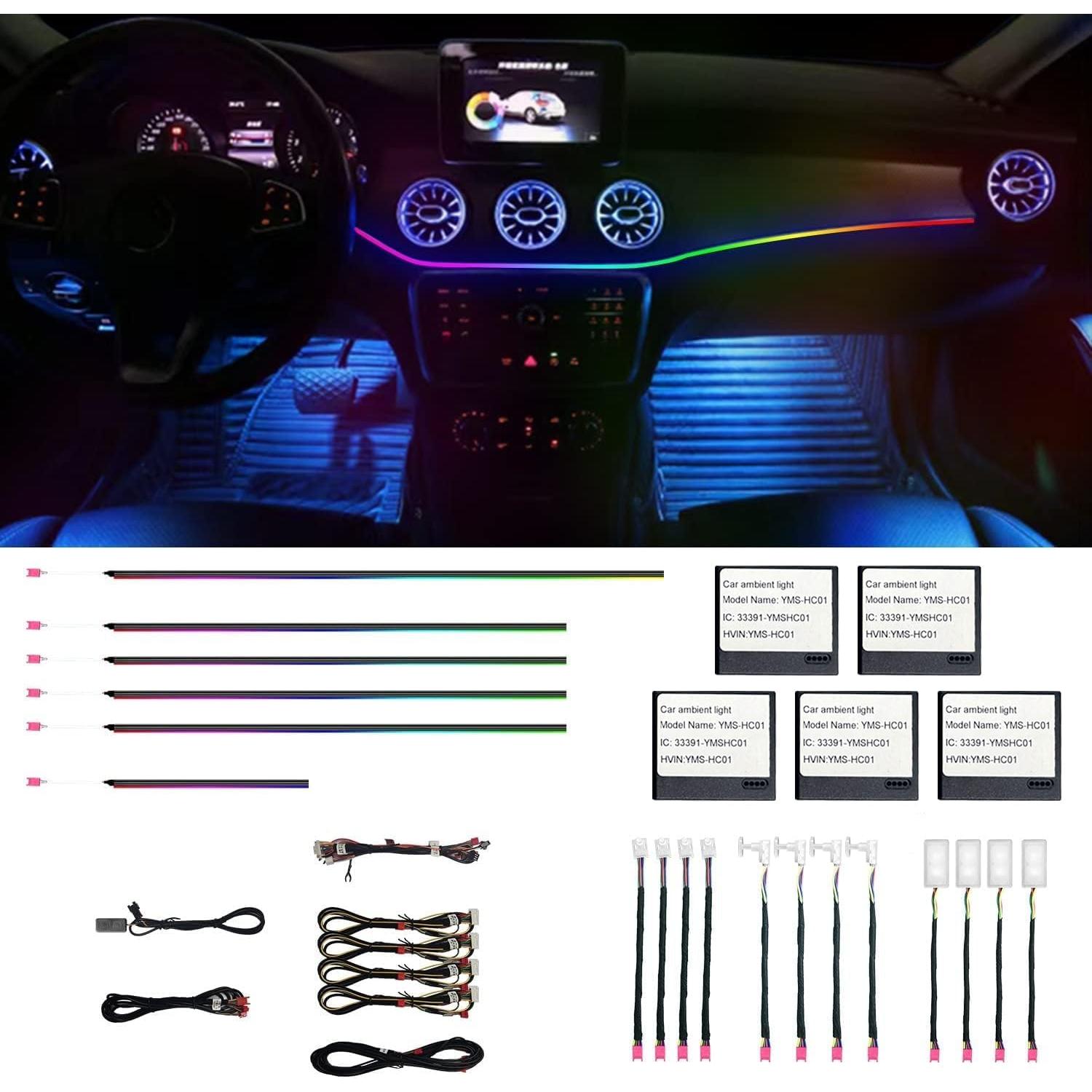 Luces LED Ambientales para Auto HMYC YMS-HC01, 18 en 1 RGB