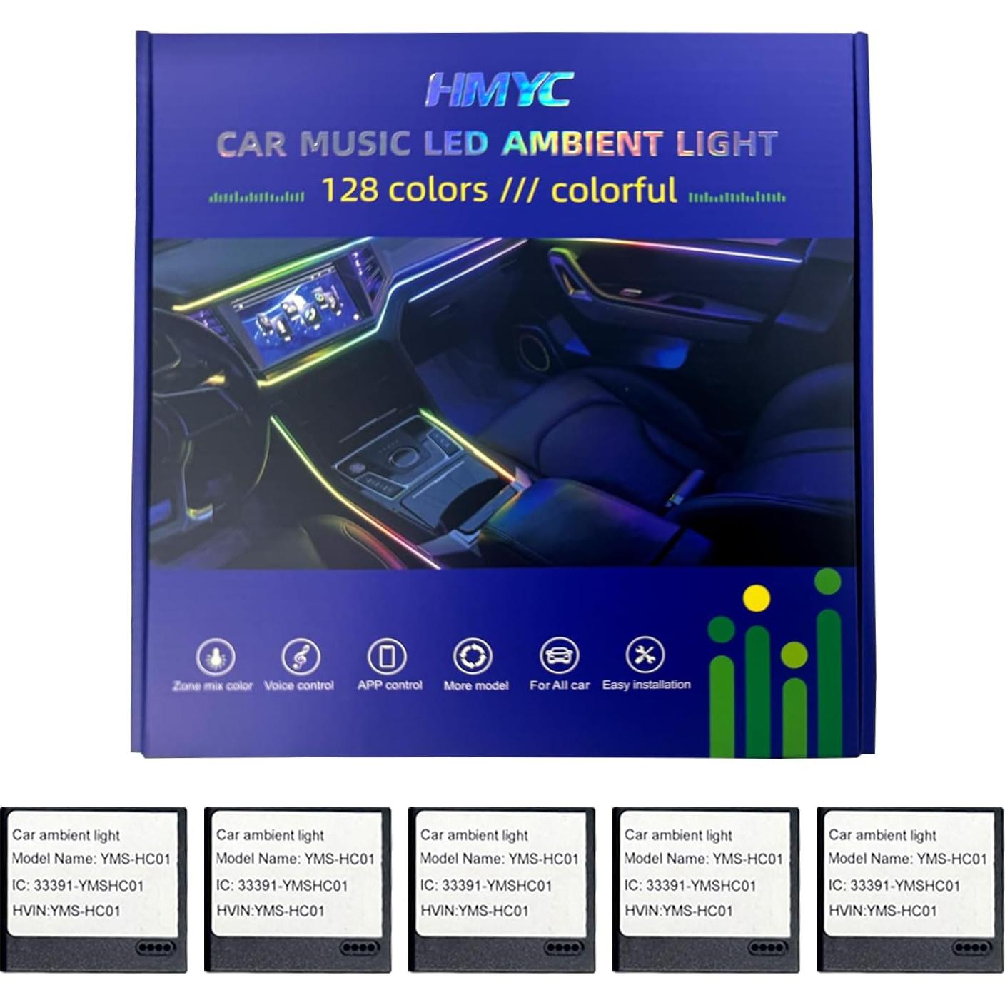 Luces LED Ambientales para Auto HMYC YMS-HC01, 18 en 1 RGB