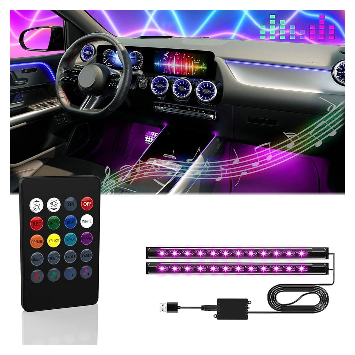 Luces LED RGB de Interior Minsezhi para Automóvil 24 LEDs