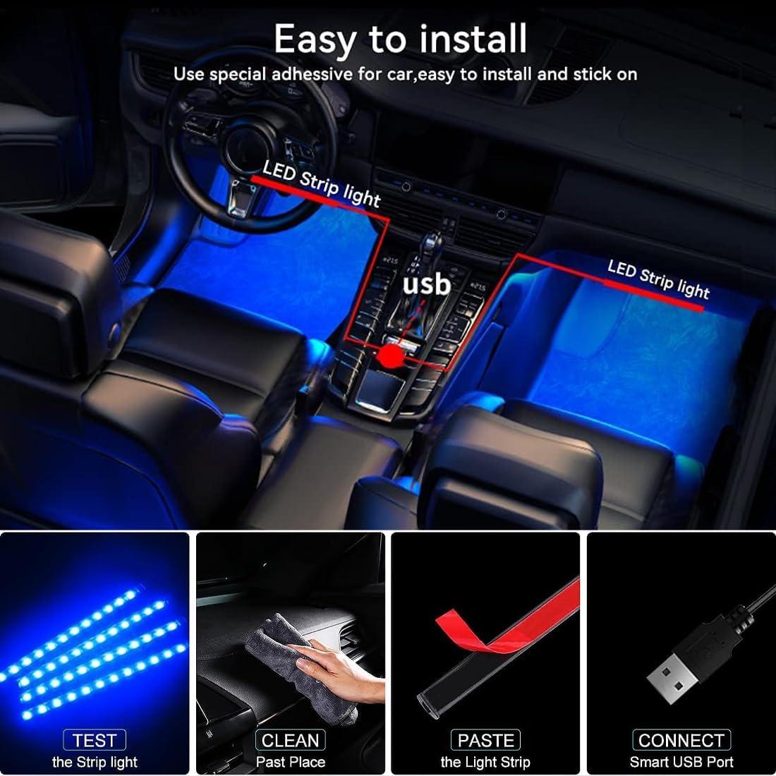 Luces LED RGB de Interior Minsezhi para Automóvil 24 LEDs