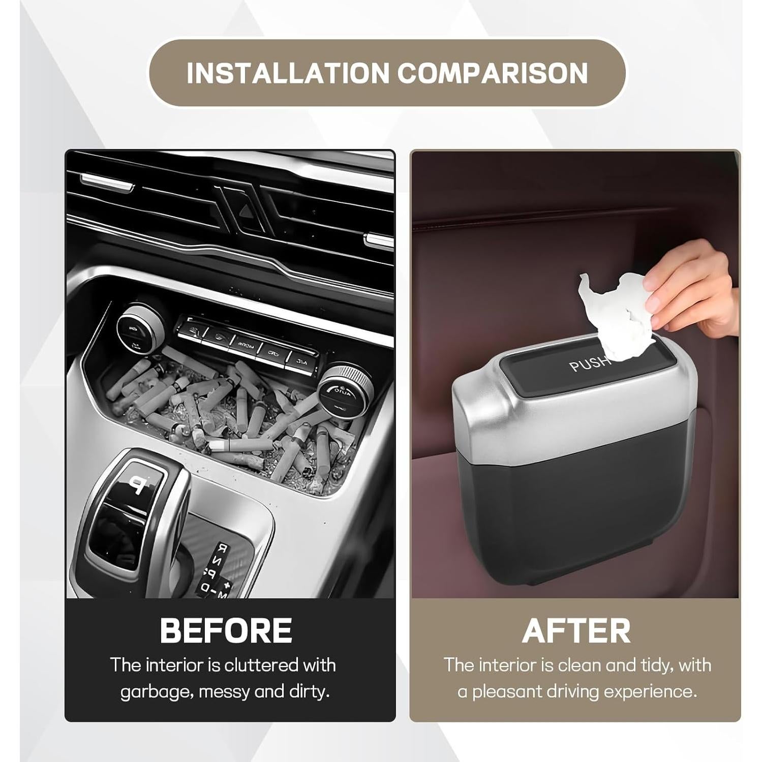 Bote de Basura para Auto Wuyaoyao Mini con Tapa y 30 Bolsas