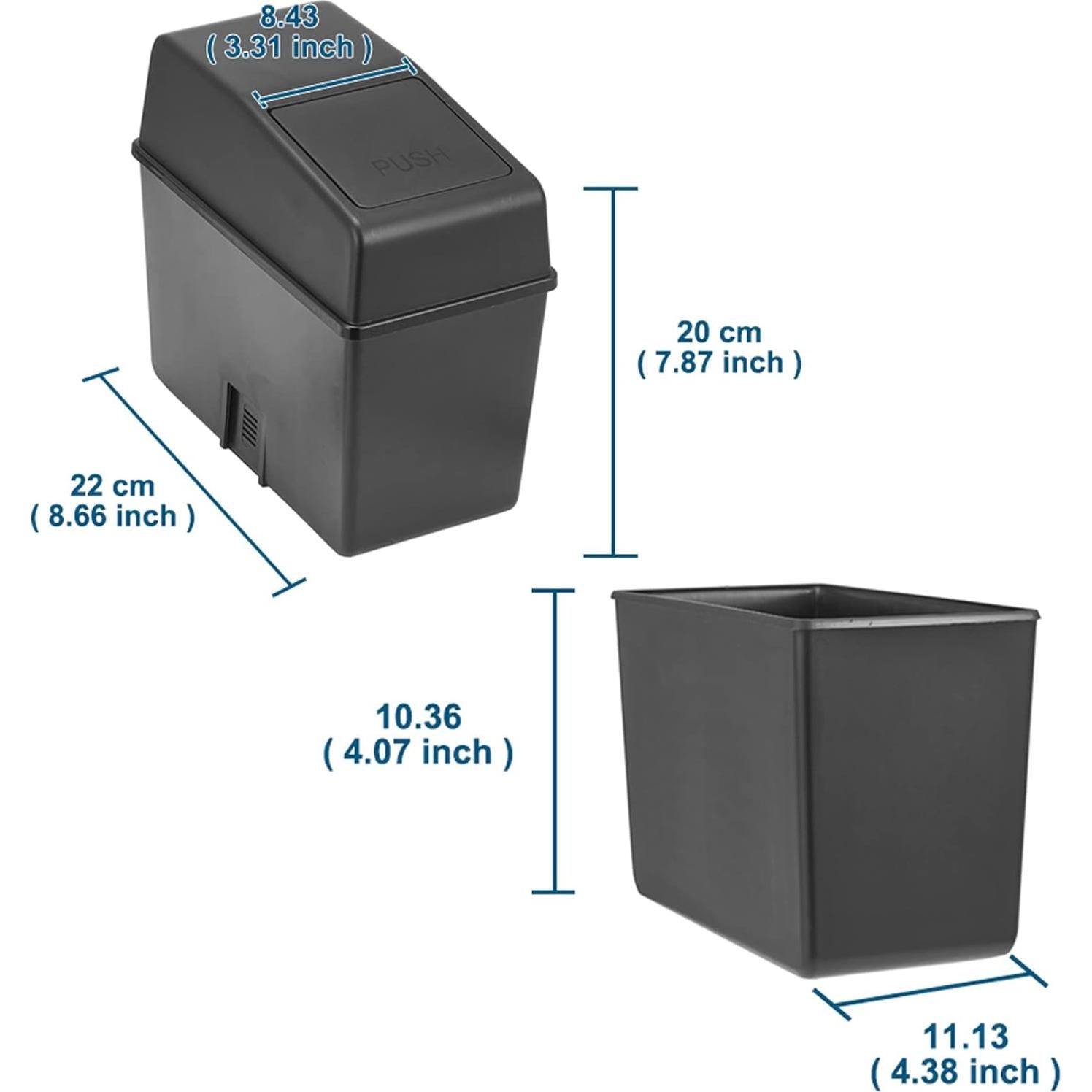 Contenedor de Basura para Auto ATMOMO 2.5L Negro a Prueba de Fugas