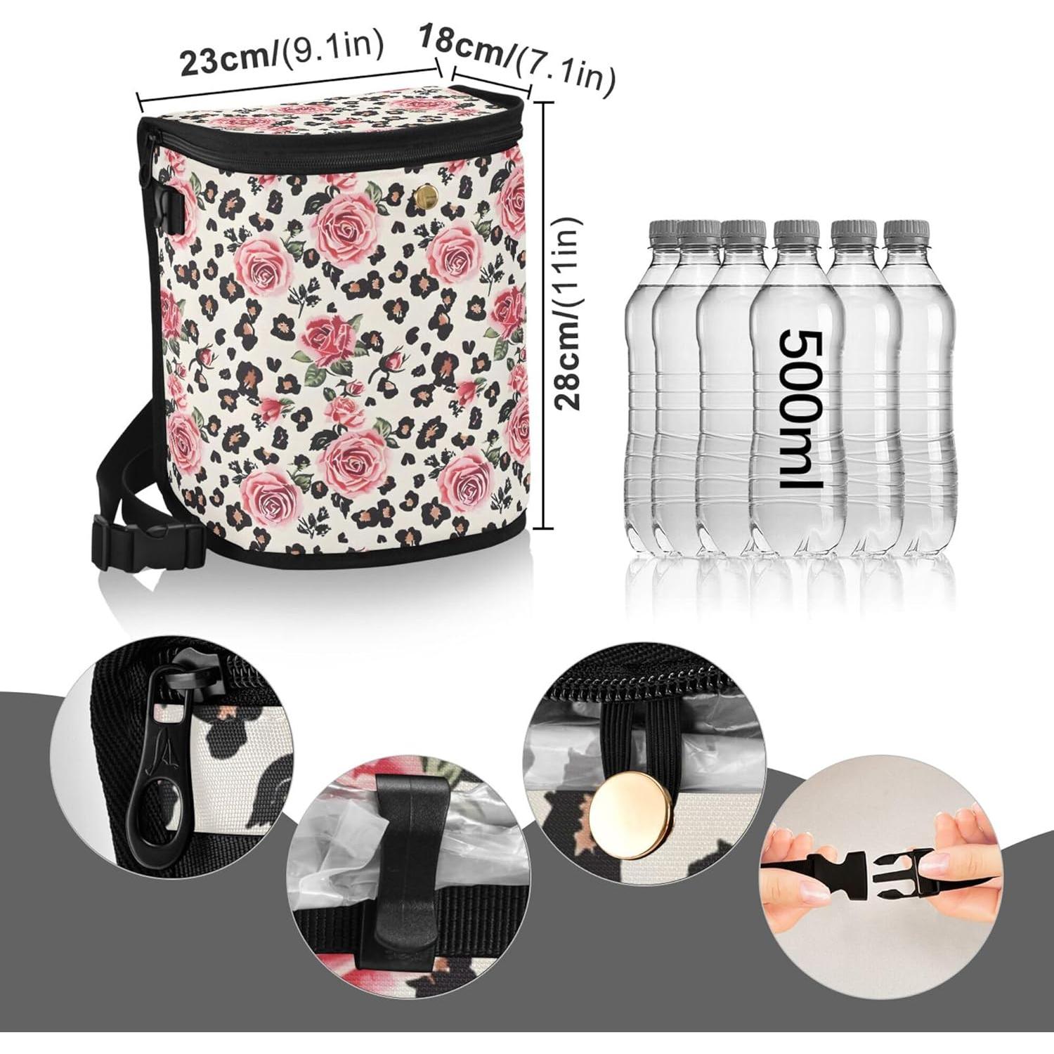 Basurero de Auto MNSRUU Leopardo 23x18x28 cm a Prueba de Fugas