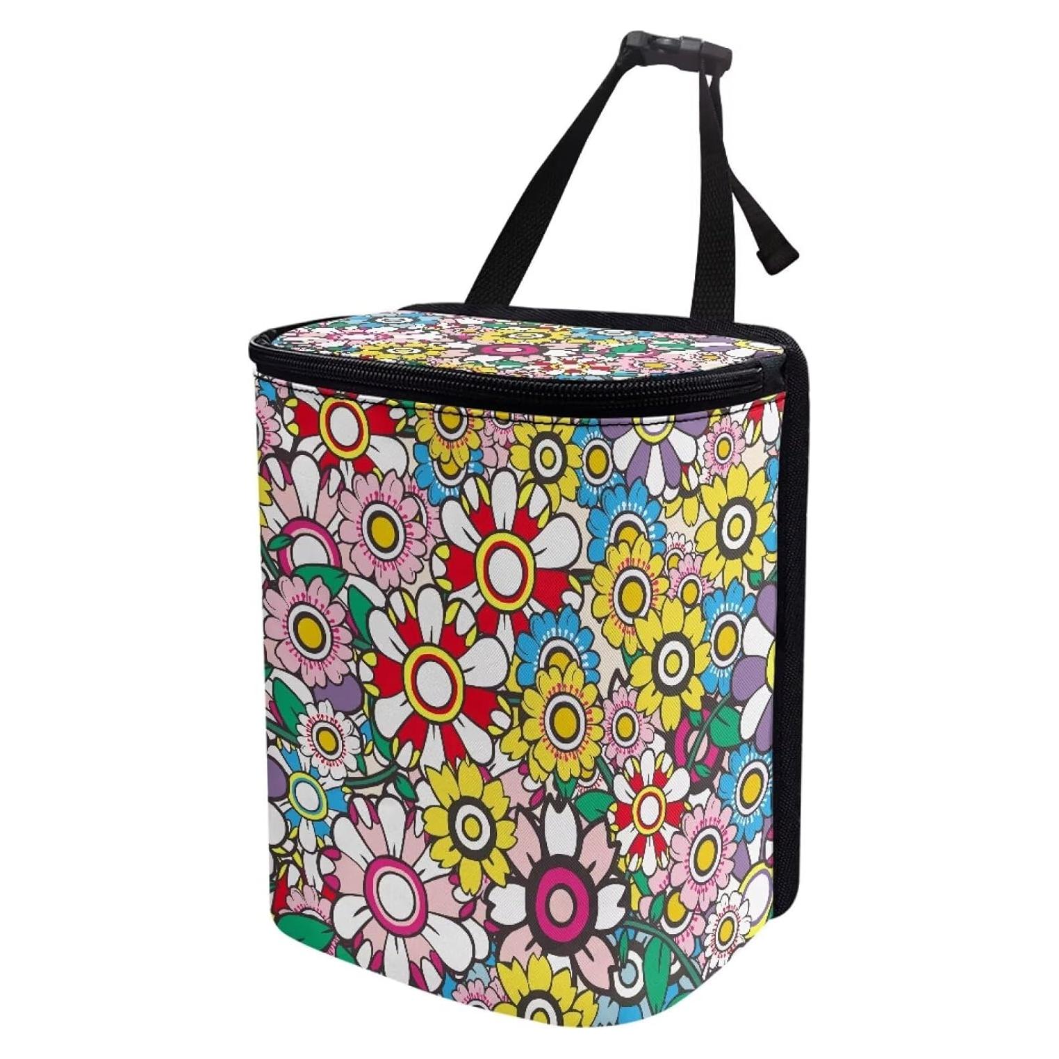 Basurero para Auto Dreaweet Floral Hippie 17x12x22cm Impermeable