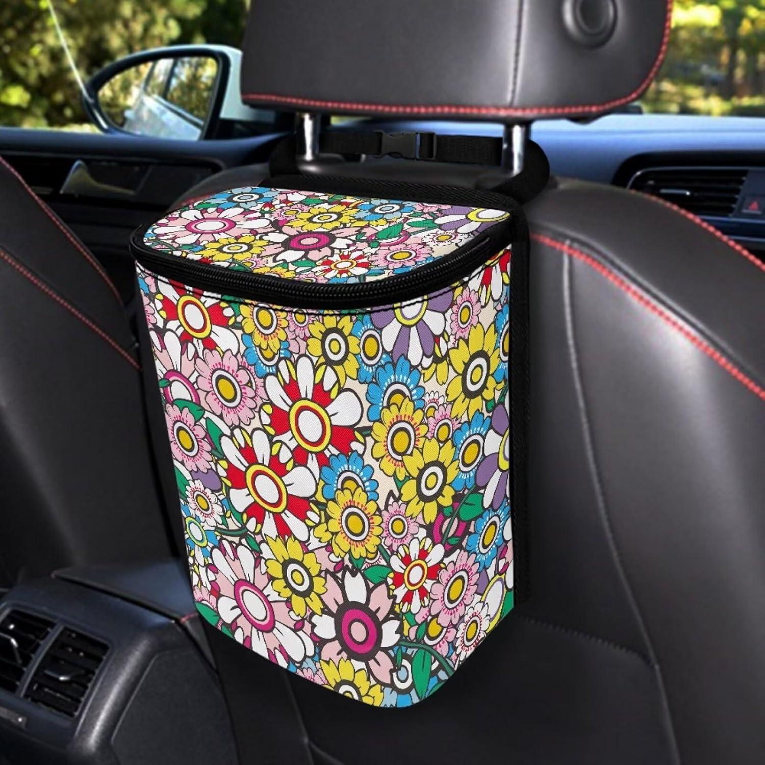 Basurero para Auto Dreaweet Floral Hippie 17x12x22cm Impermeable