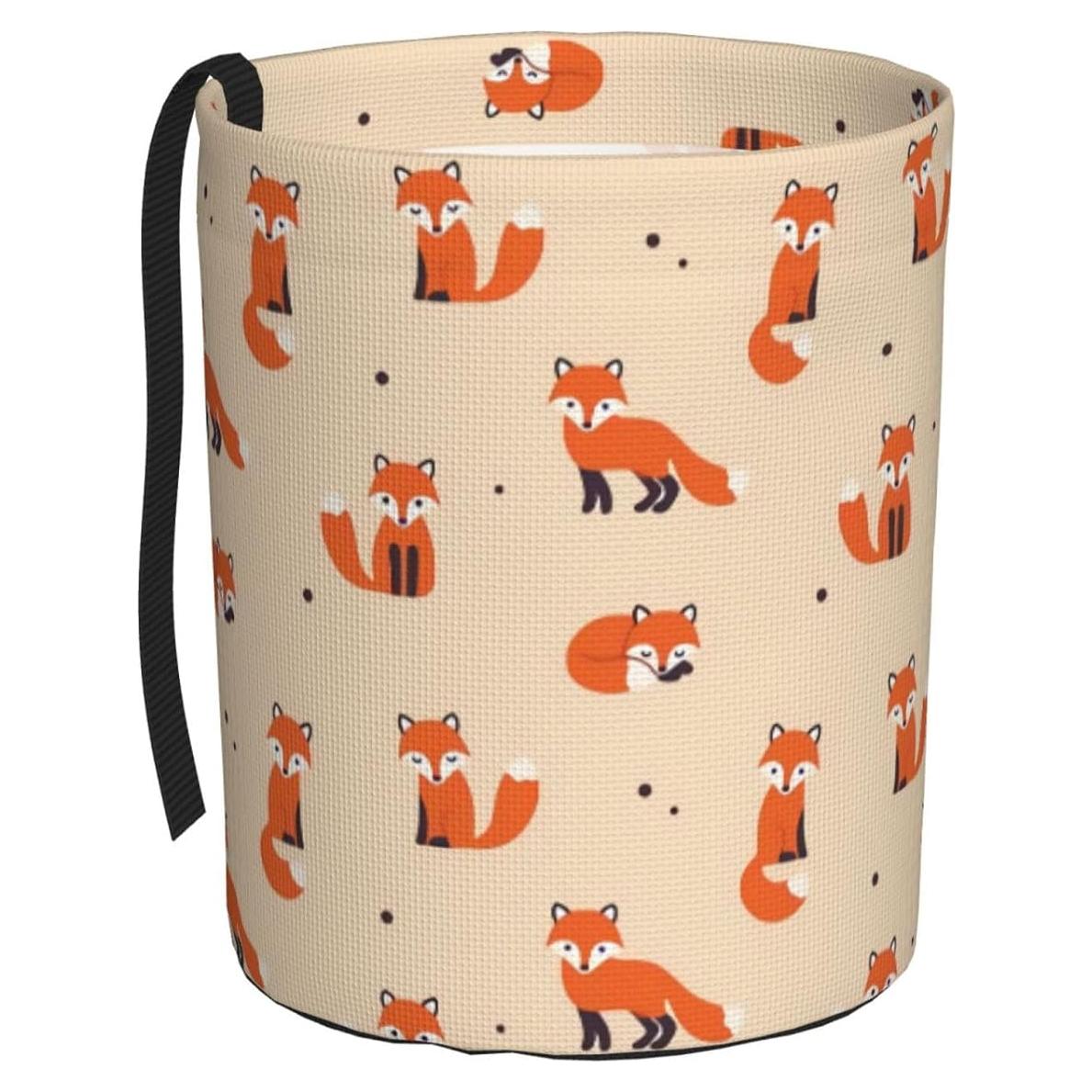 Basurero de Coche GYLILI Zorro Rojo Vintage Impermeable 19x15x18cm