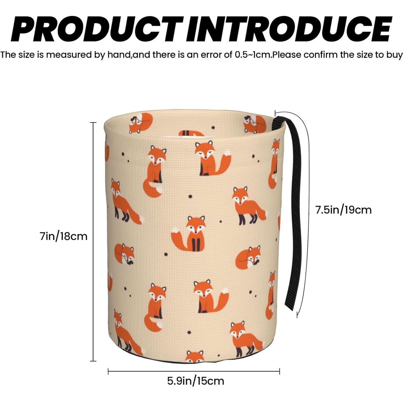 Basurero de Coche GYLILI Zorro Rojo Vintage Impermeable 19x15x18cm