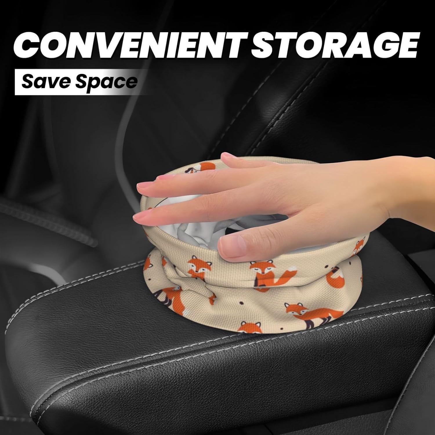 Basurero de Coche GYLILI Zorro Rojo Vintage Impermeable 19x15x18cm