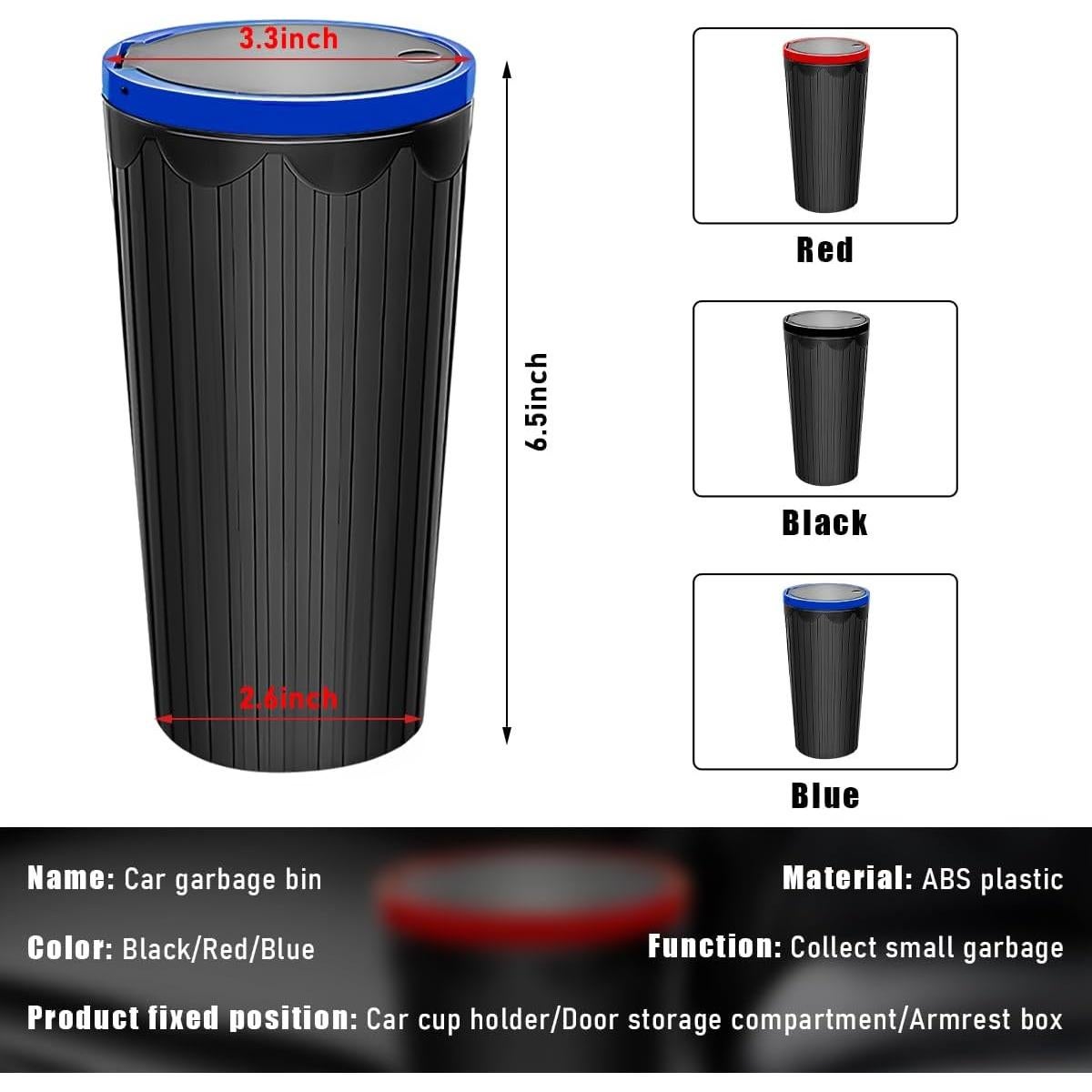 Basurero portátil para coche Gasedin con tapa azul 800ml