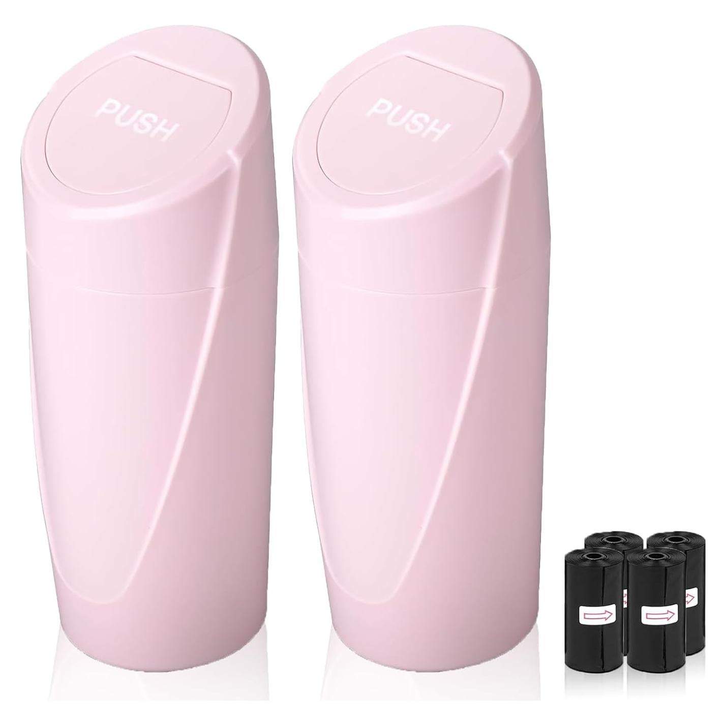 Basurero de Auto Rosa ONE NiCE con Tapa - 2 Mini Botes 8.6cm