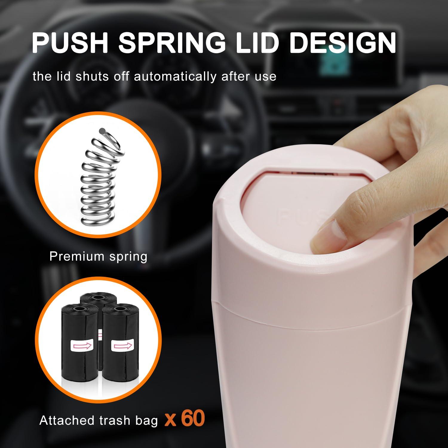 Basurero de Auto Rosa ONE NiCE con Tapa - 2 Mini Botes 8.6cm