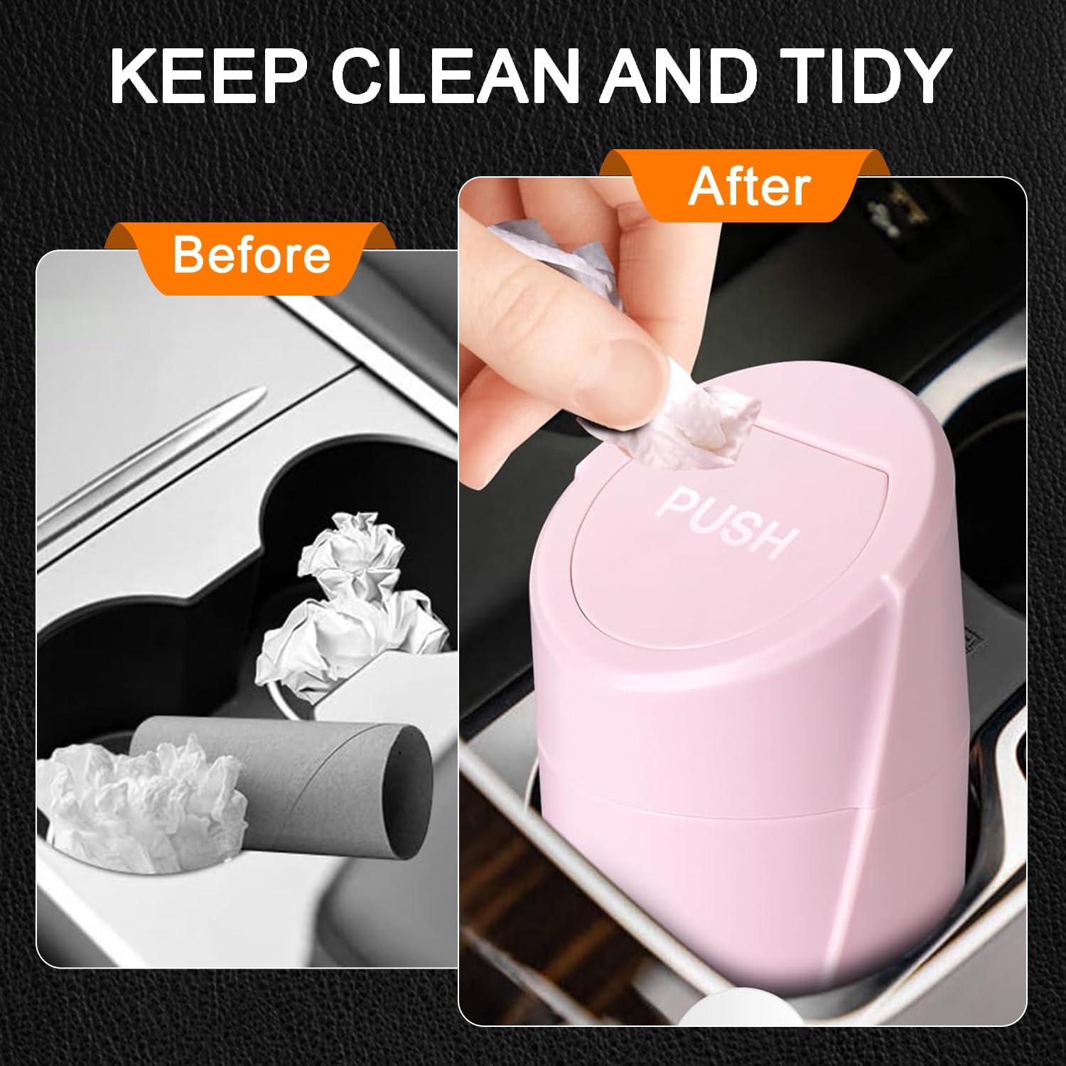 Basurero de Auto Rosa ONE NiCE con Tapa - 2 Mini Botes 8.6cm