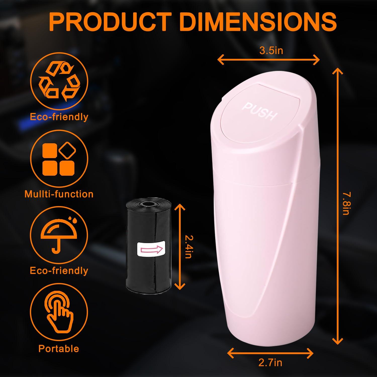 Basurero de Auto Rosa ONE NiCE con Tapa - 2 Mini Botes 8.6cm