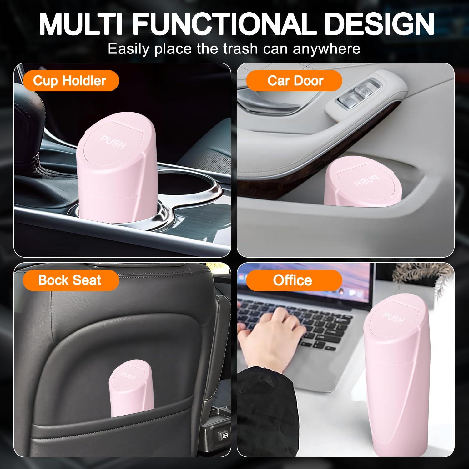 Basurero de Auto Rosa ONE NiCE con Tapa - 2 Mini Botes 8.6cm