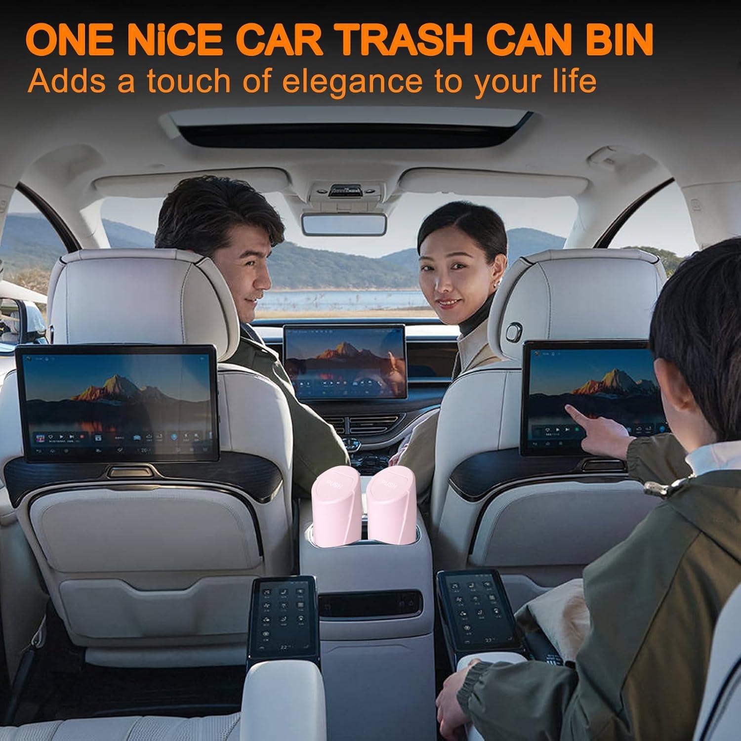 Basurero de Auto Rosa ONE NiCE con Tapa - 2 Mini Botes 8.6cm