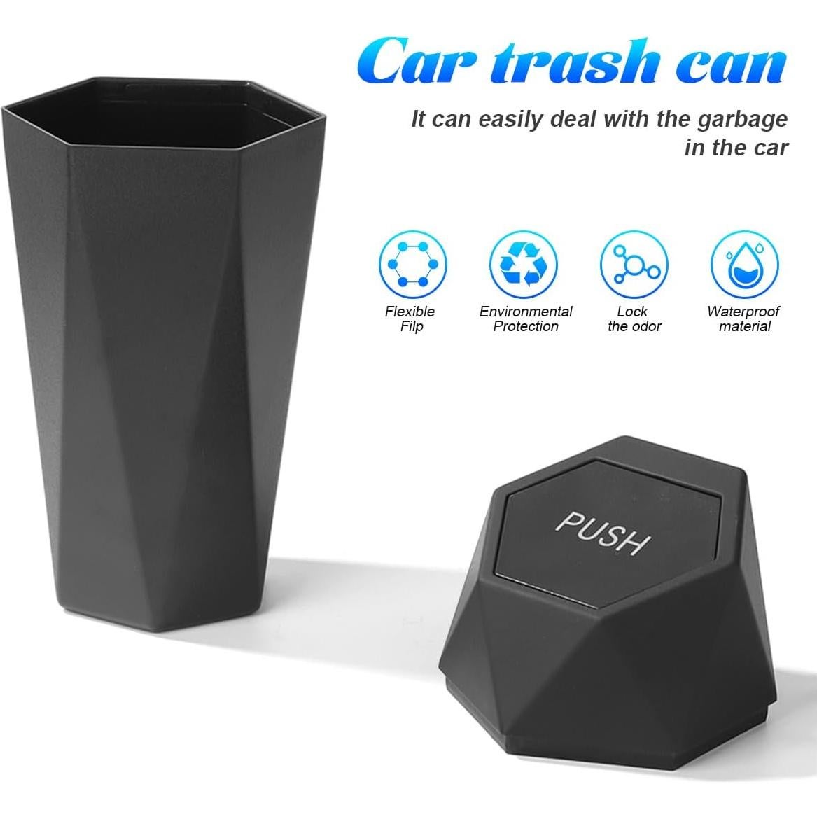 Basurero de Auto Osilly Hexagonal Compacto 1200ml Negro