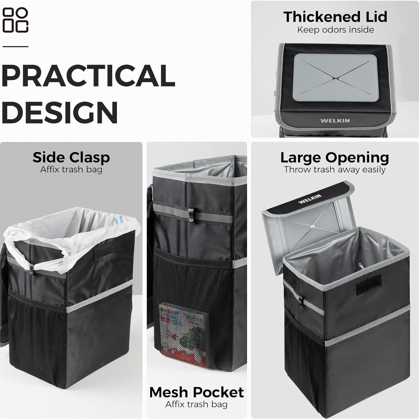 Basurero de Auto WELKIN 8.3L Plegable Impermeable con Tapa