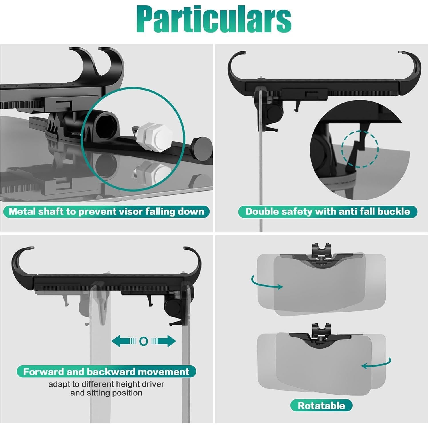 Extensor de Visera Solar Fazipu Ajustable UV400 Negro 2 Paquete