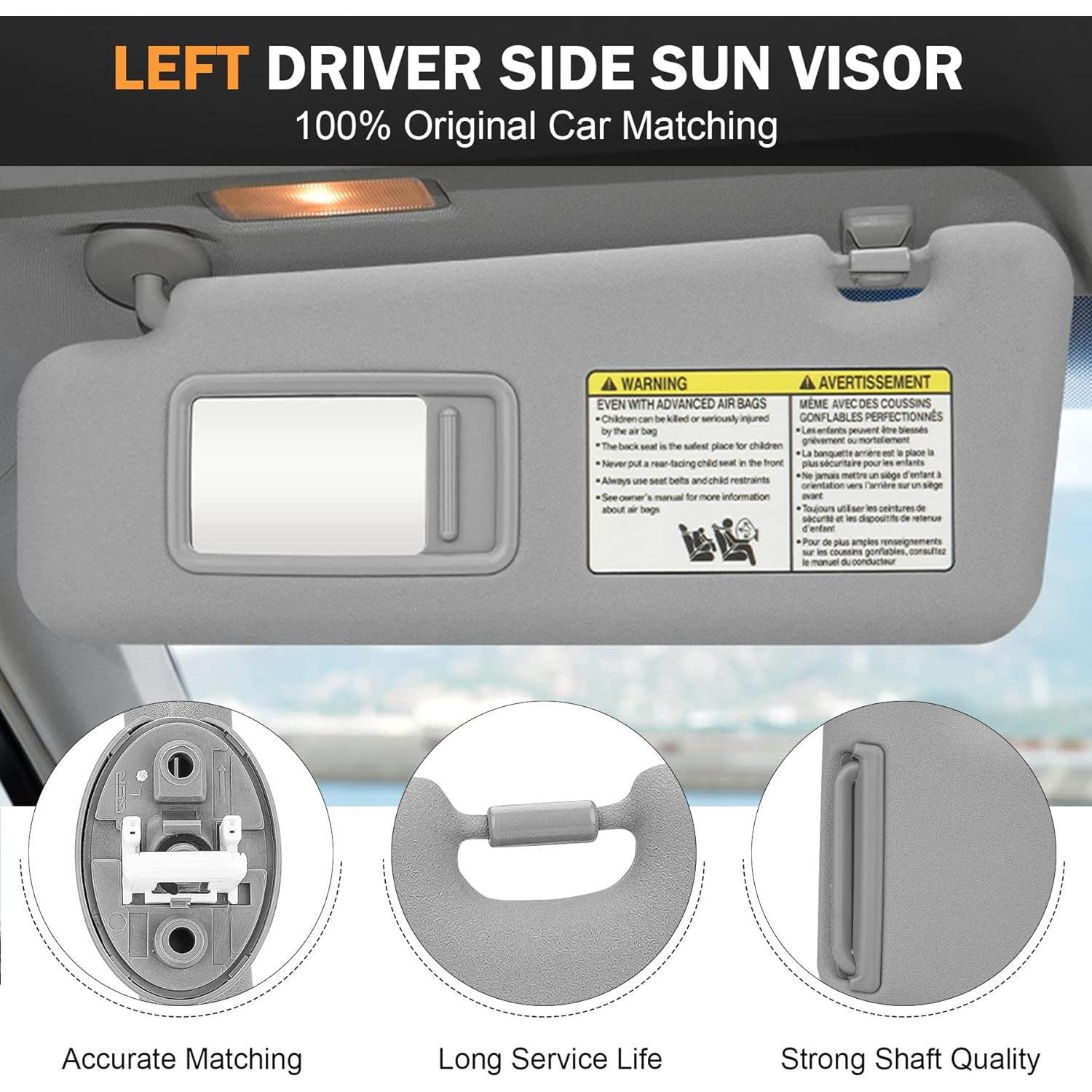 Visera Lateral Izquierda TadaMark para Toyota Highlander 2008-2013 Gris con Luz