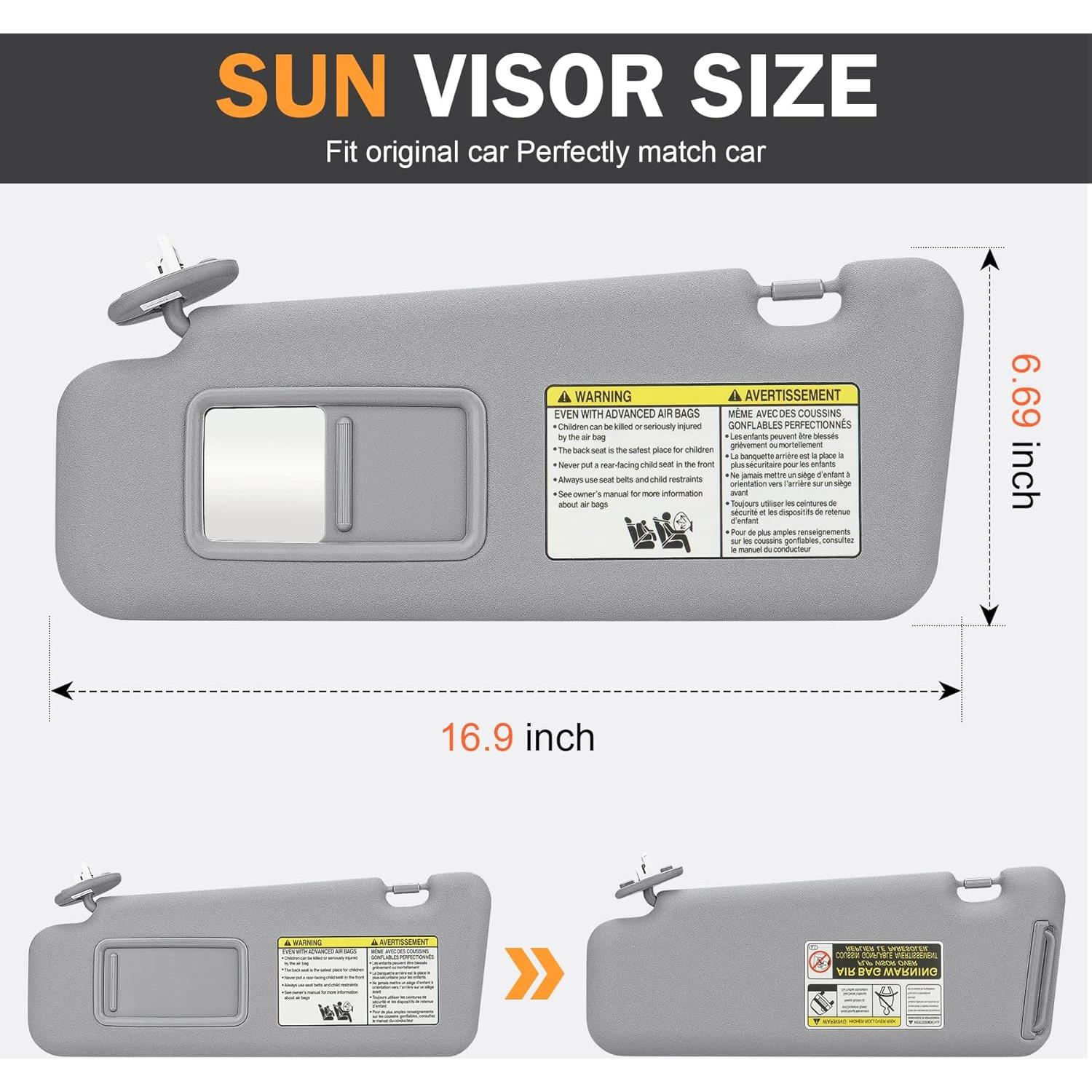 Visera Lateral Izquierda TadaMark para Toyota Highlander 2008-2013 Gris con Luz