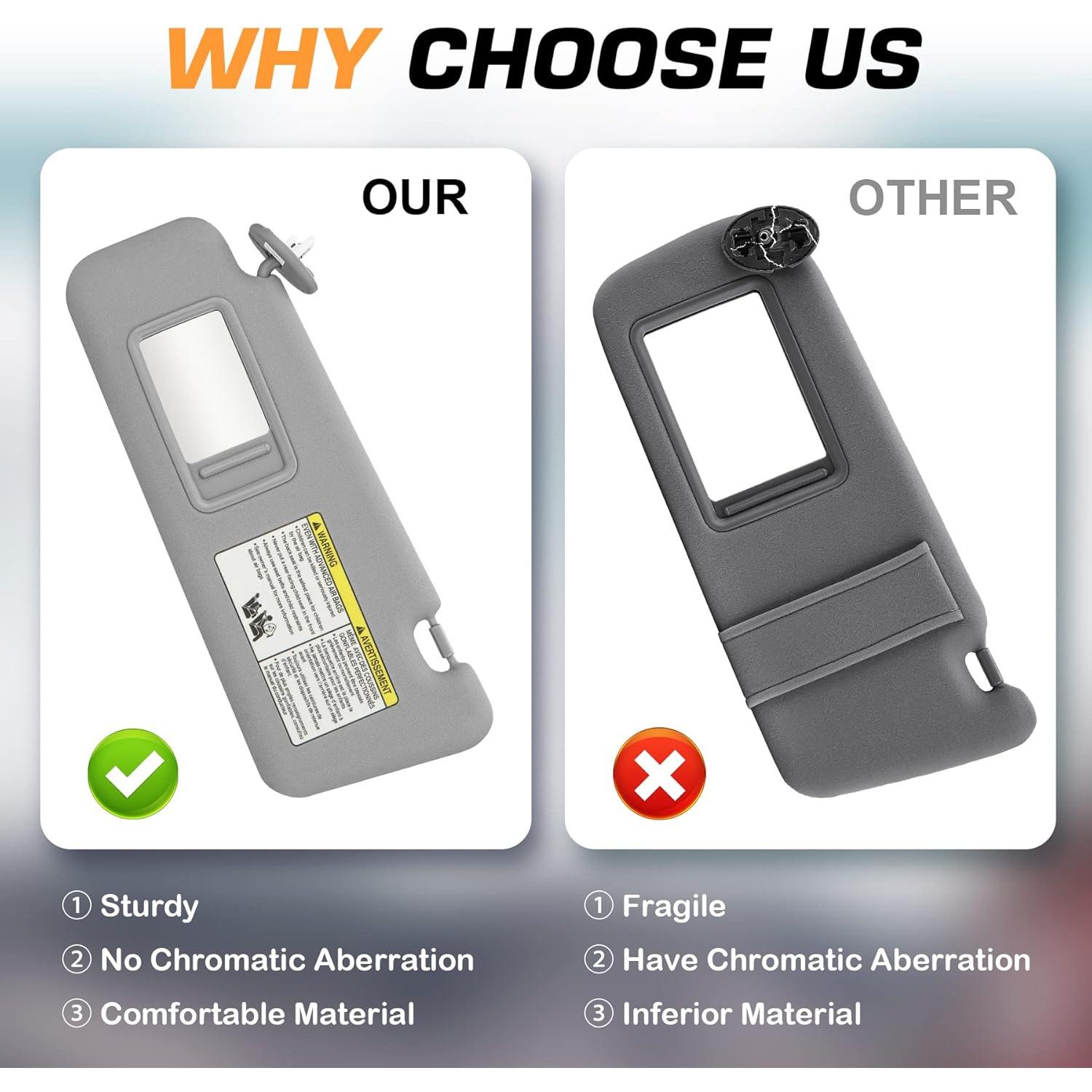 Visera Lateral Izquierda TadaMark para Toyota Highlander 2008-2013 Gris con Luz