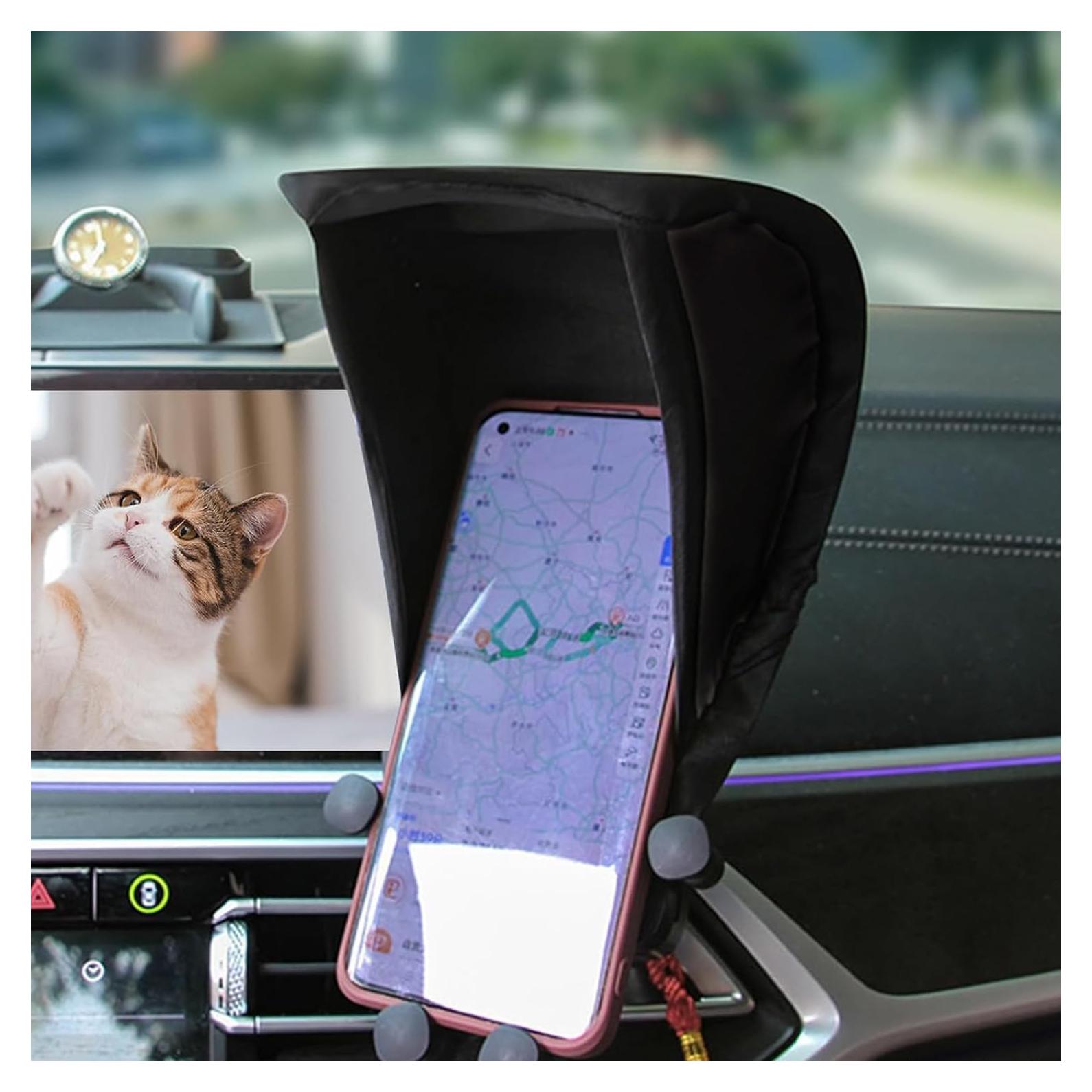 Car Smartphone Sunshade Smartphone Holder Sunshade Light Blocking Sunscreen Dramatically Reduces Reflection Improves Visibility Foldable Smartphone Sunshade Prevents Cell Phone Overheating