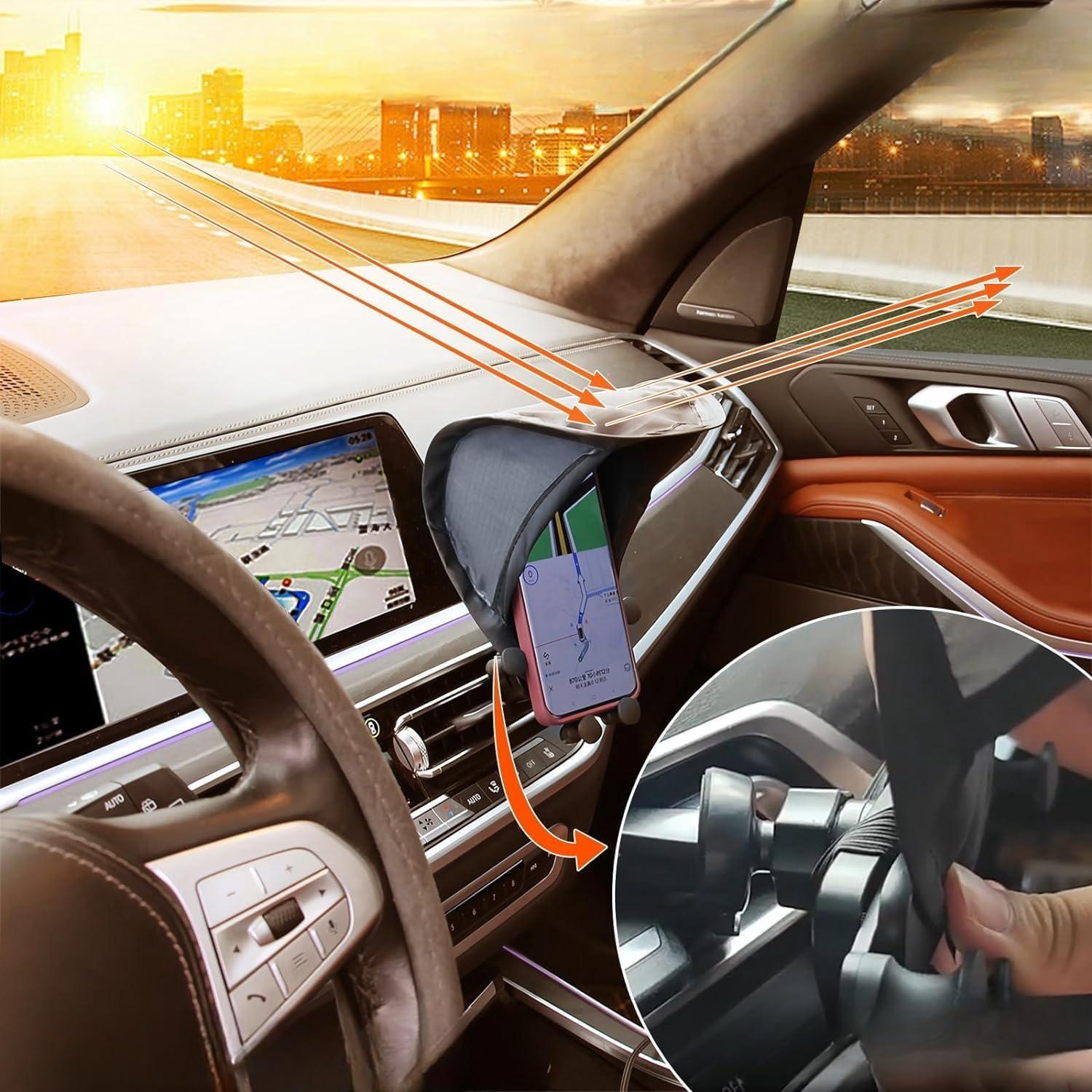 Car Smartphone Sunshade Smartphone Holder Sunshade Light Blocking Sunscreen Dramatically Reduces Reflection Improves Visibility Foldable Smartphone Sunshade Prevents Cell Phone Overheating