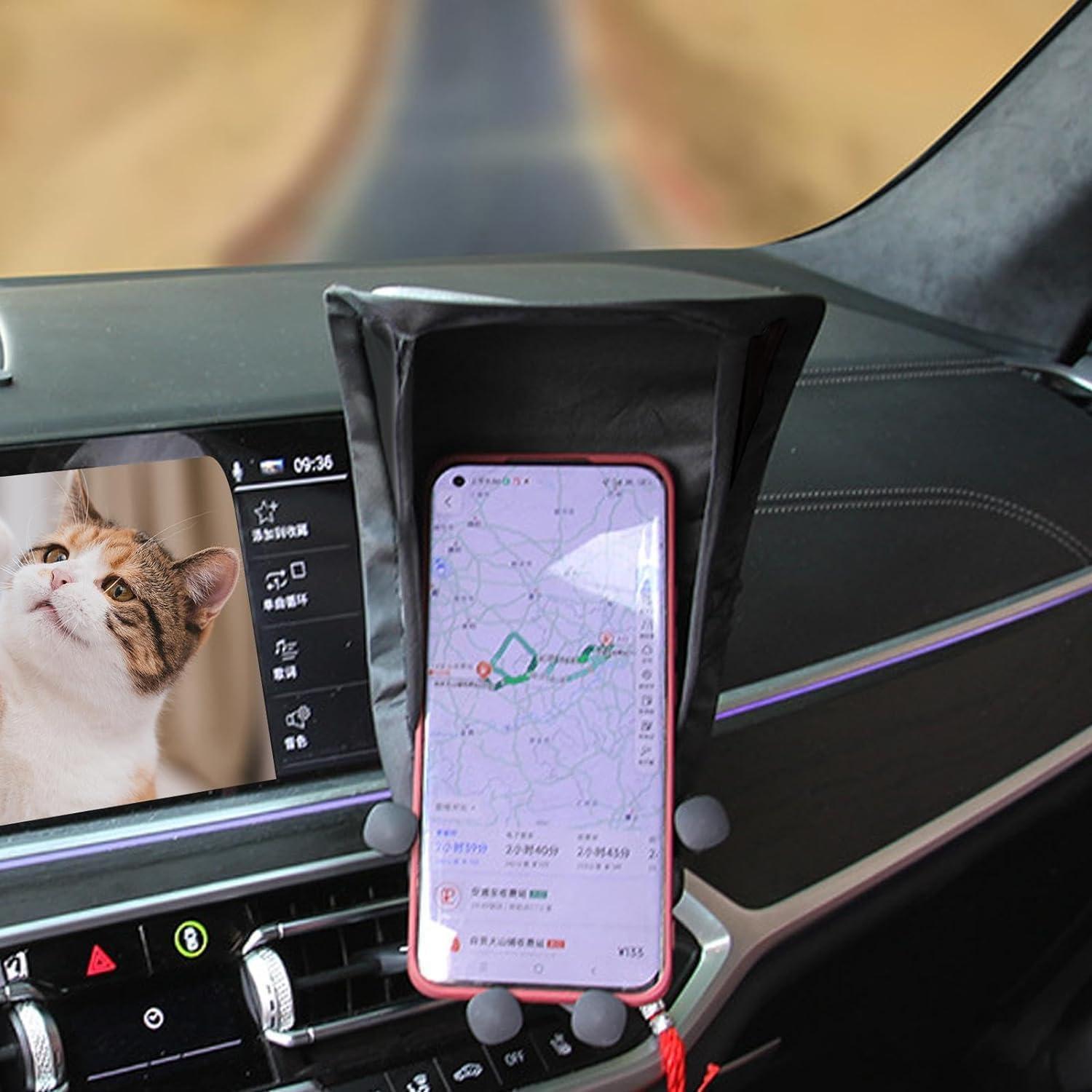 Car Smartphone Sunshade Smartphone Holder Sunshade Light Blocking Sunscreen Dramatically Reduces Reflection Improves Visibility Foldable Smartphone Sunshade Prevents Cell Phone Overheating