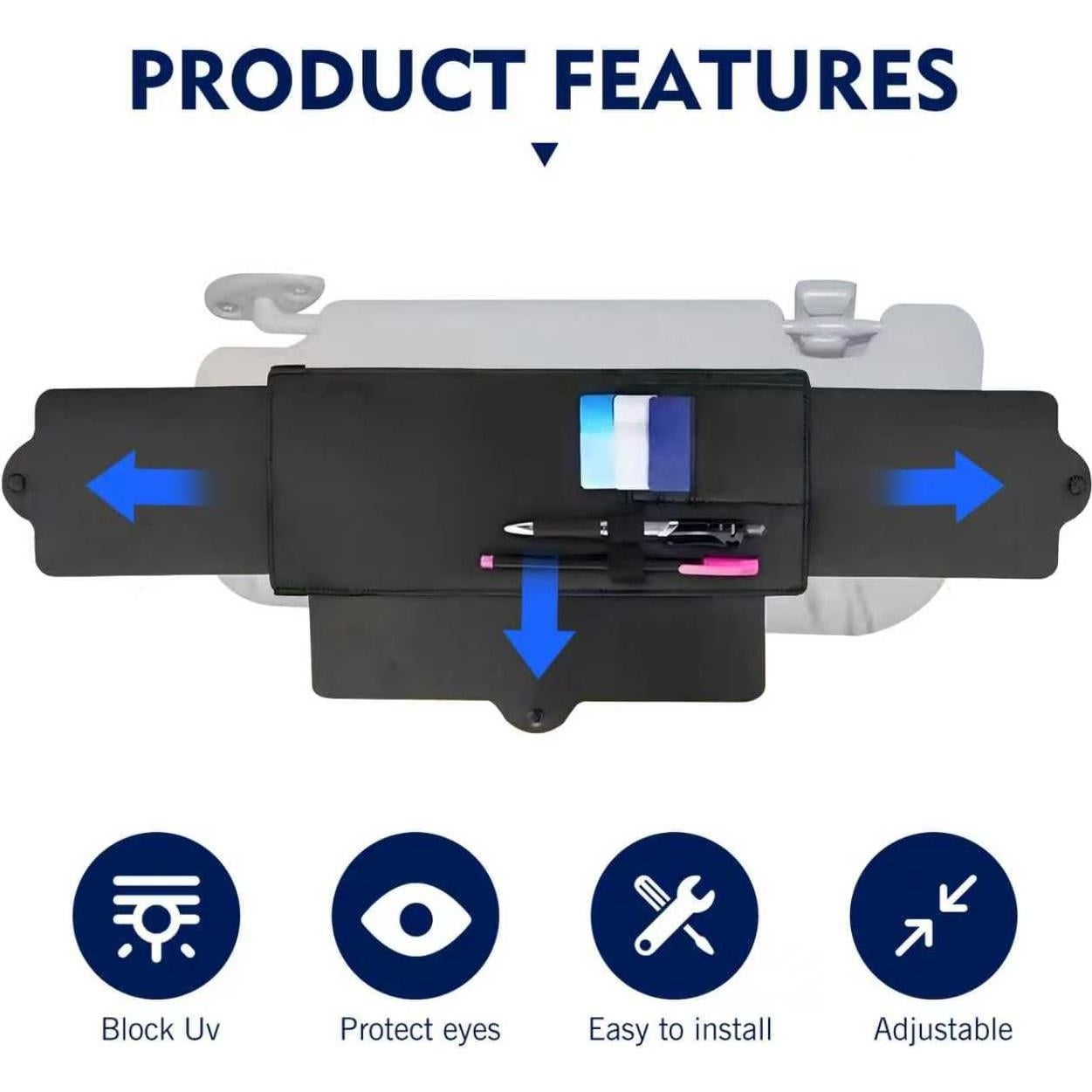 Extensor de Visera Solar Downhill Ajustable 1 PC - Negro