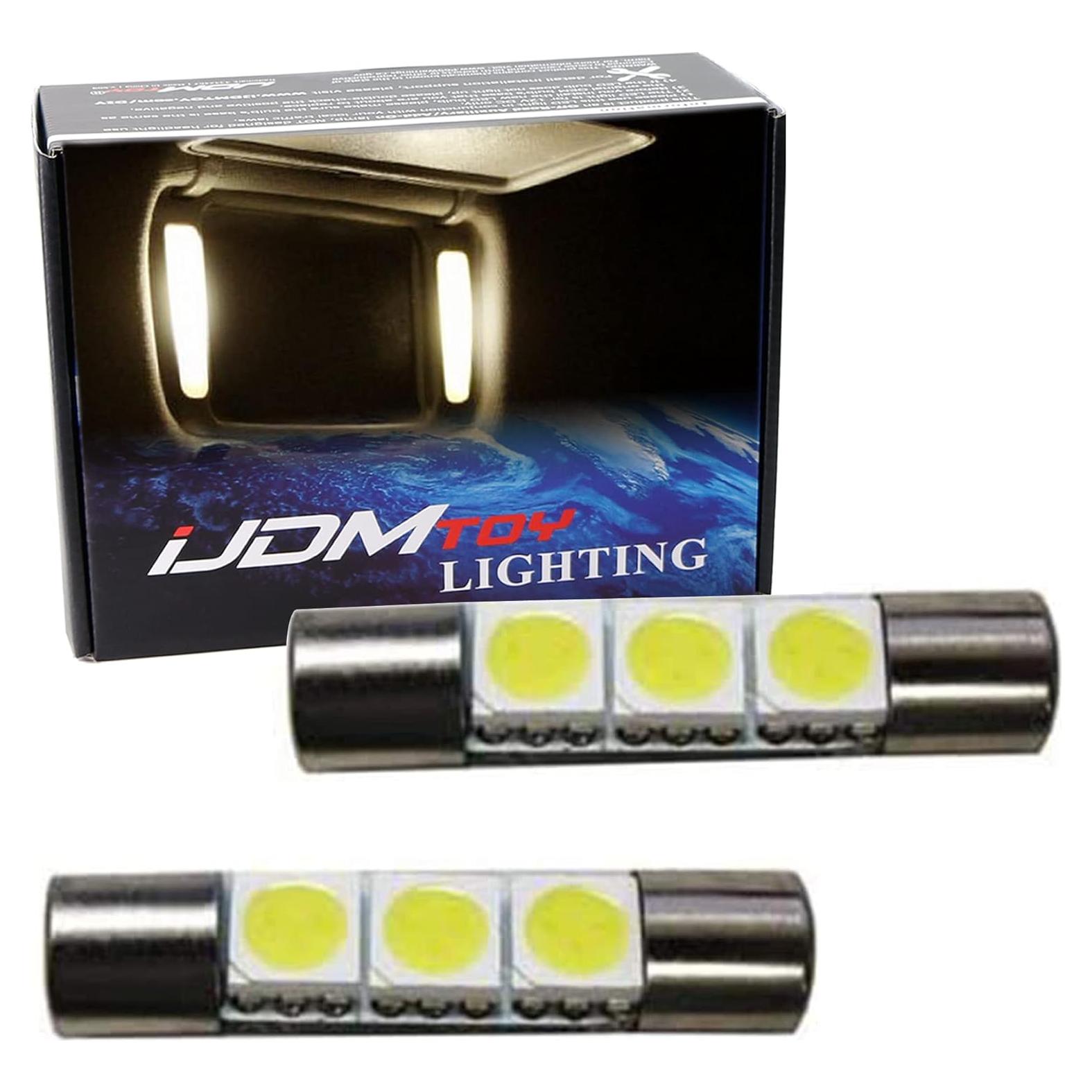 iJDMTOY 3-SMD 29mm 6614F Replacement Bulbs Compatible With Car Sun Visor Vanity Mirror Lights, Warm White