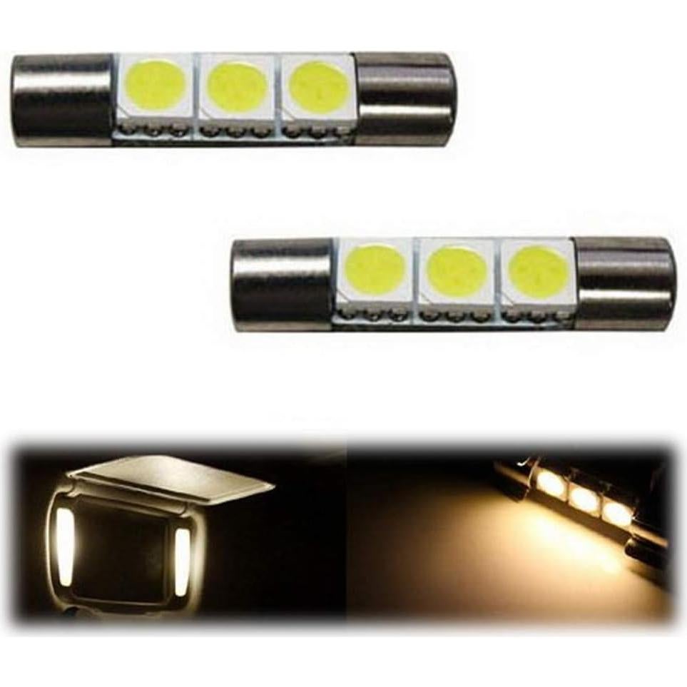 iJDMTOY 3-SMD 29mm 6614F Replacement Bulbs Compatible With Car Sun Visor Vanity Mirror Lights, Warm White