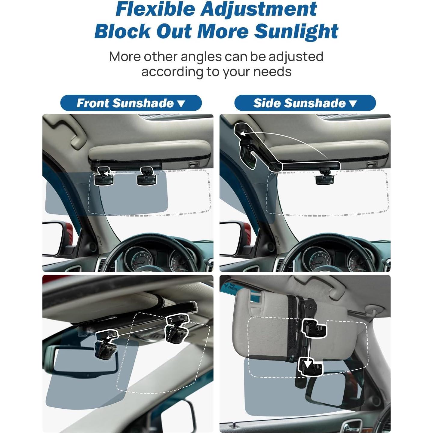 Extensor de Visera Solar JOYTUTUS 2 Paquete Ajustable para Coche