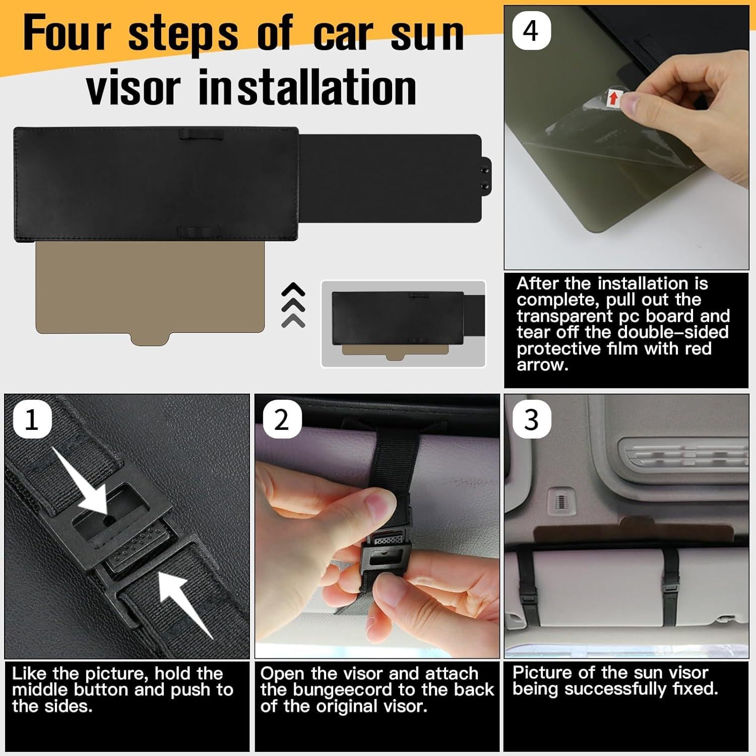 Extensor de Visera de Sol HUJIKF Retráctil 33 cm Anti-Deslumbrante