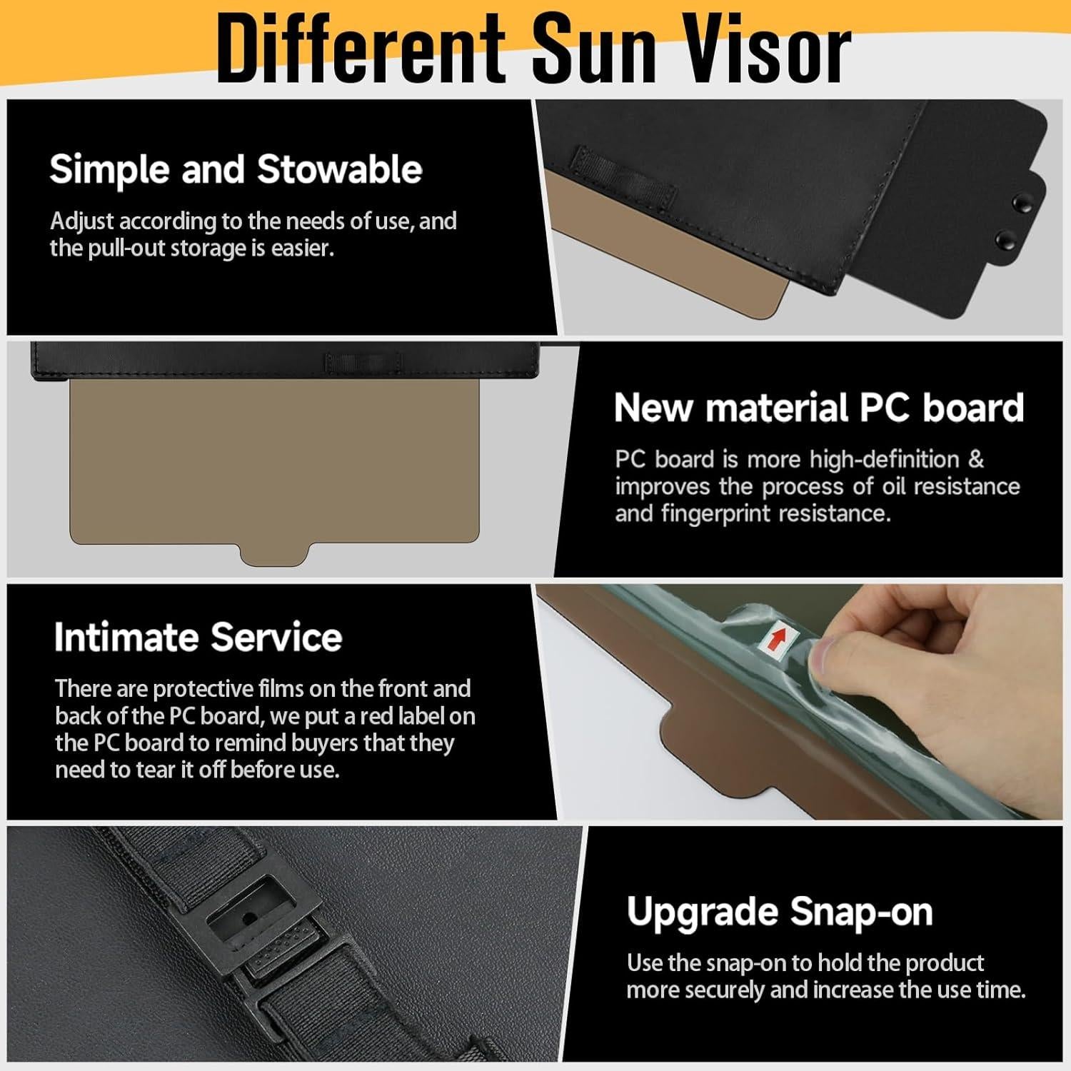 Extensor de Visera de Sol HUJIKF Retráctil 33 cm Anti-Deslumbrante