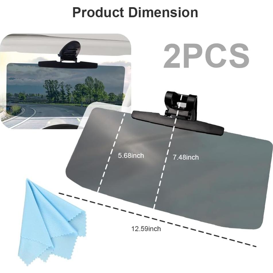 Extensor de Visera de Coche Junecarp 2PCS Antirreflejo Ajustable