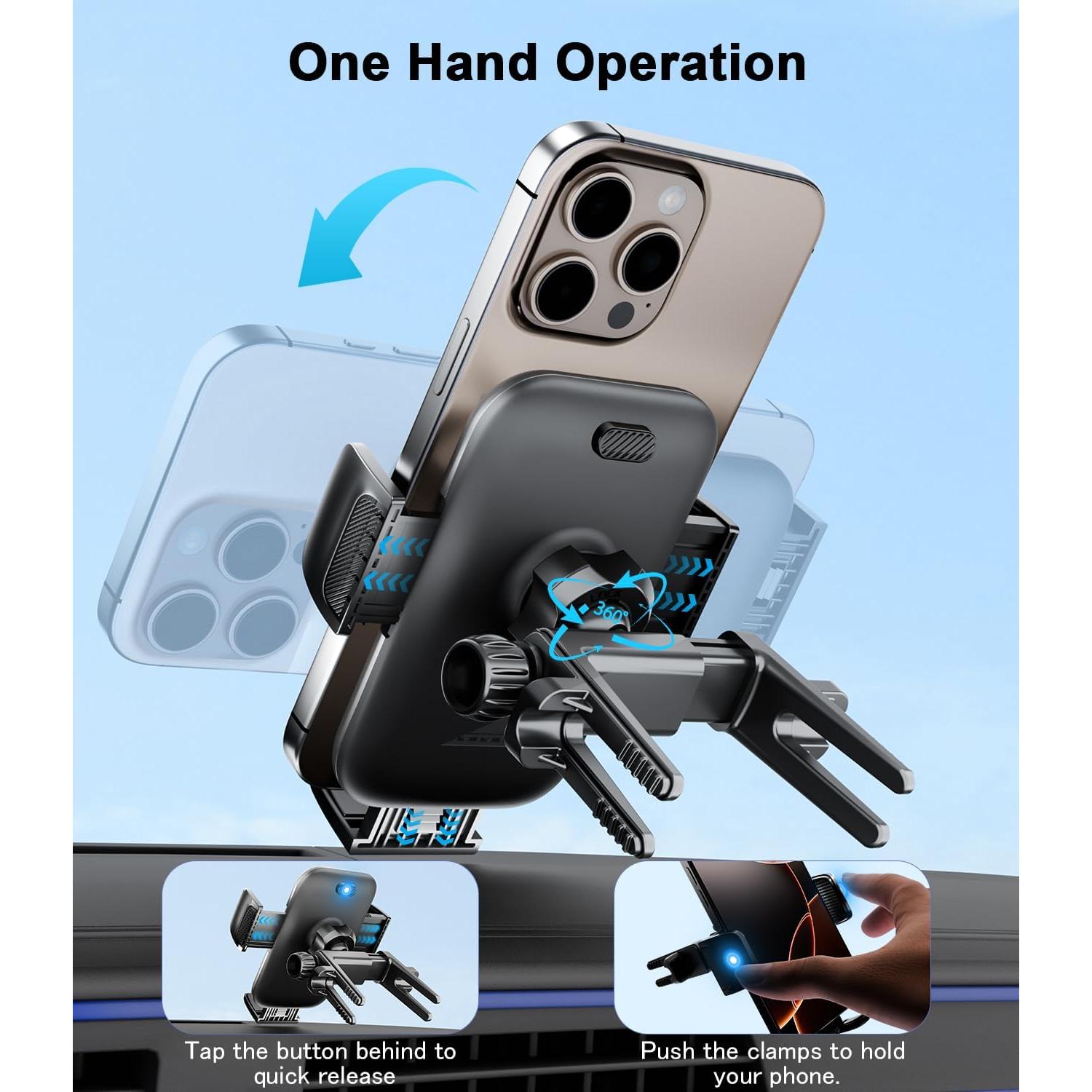 Soporte de Teléfono para Auto ALAFLY Ventilación Redonda Negro