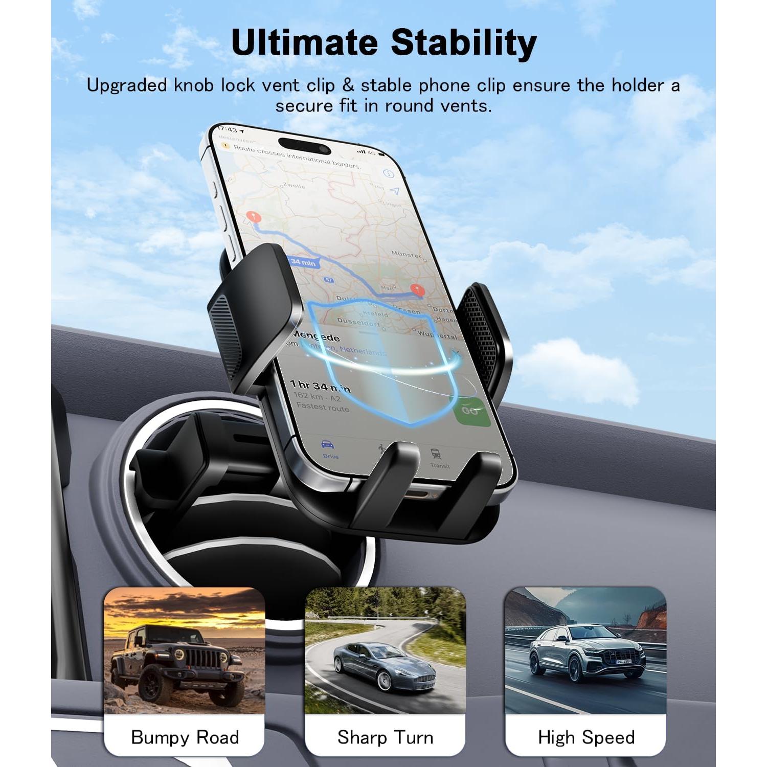 Soporte de Teléfono para Auto ALAFLY Ventilación Redonda Negro