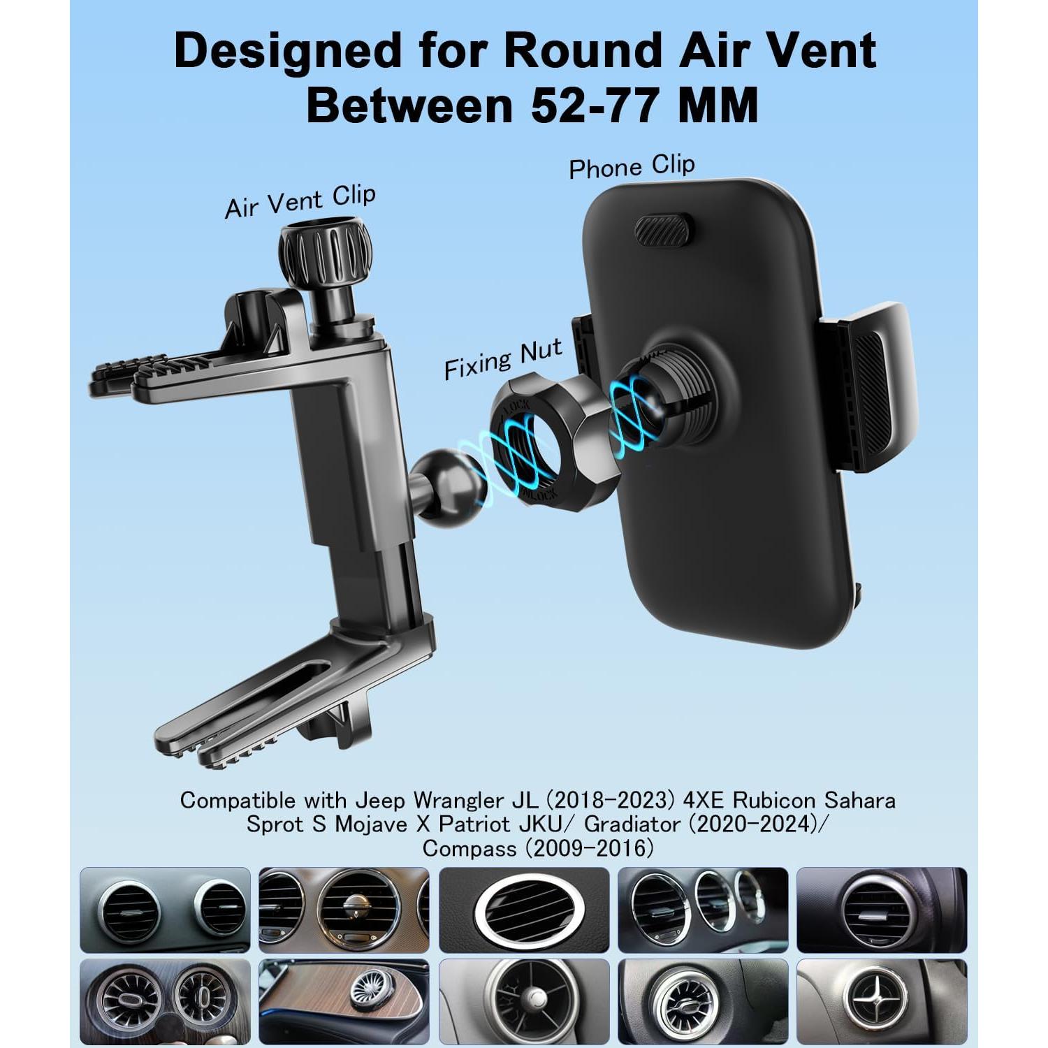 Soporte de Teléfono para Auto ALAFLY Ventilación Redonda Negro