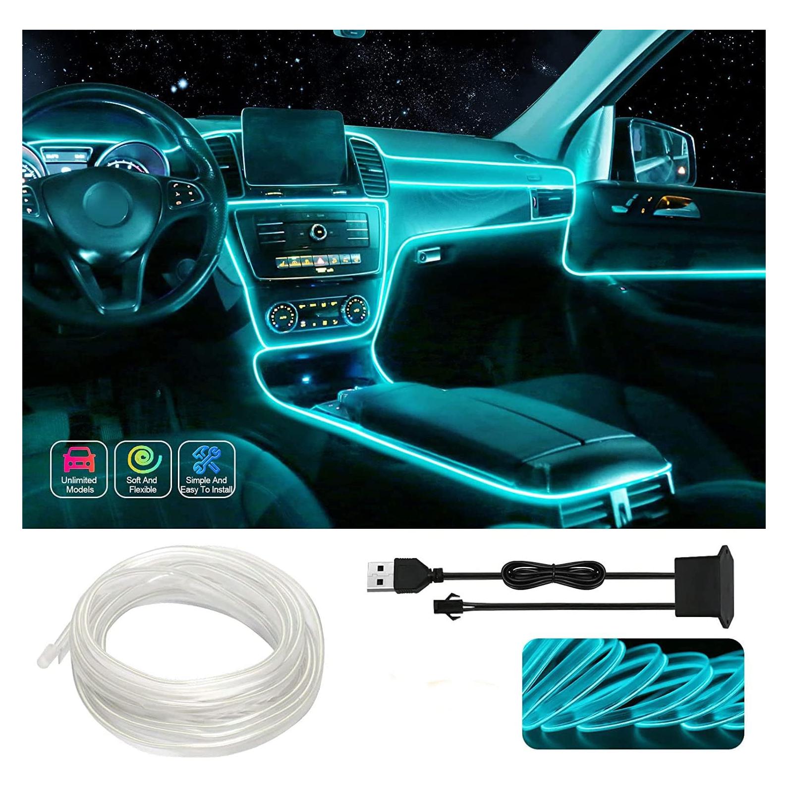 Luz de Neón EL ABALDI 5m Azul Hielo para Decoración de Coche