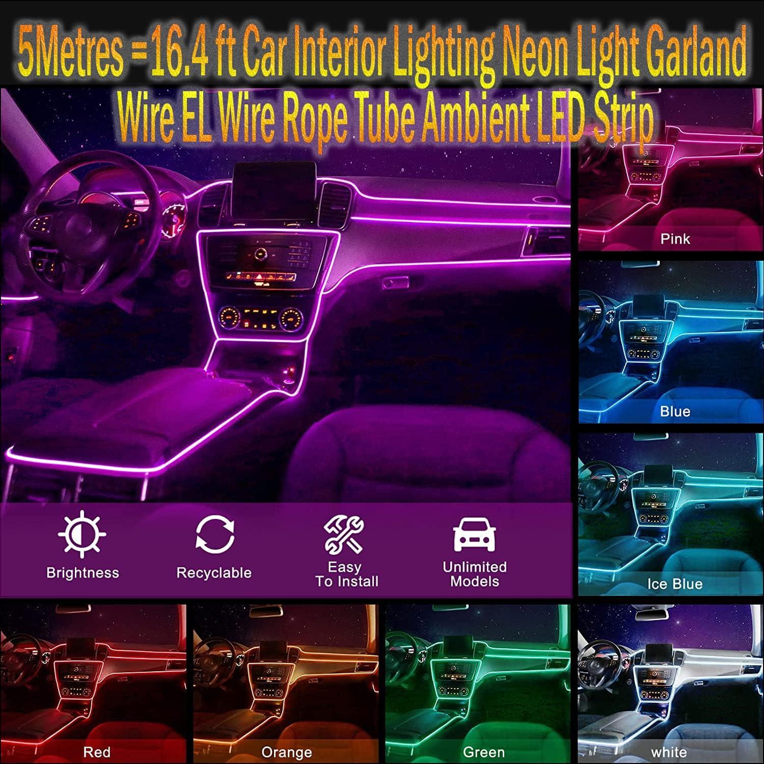 Luz de Neón EL ABALDI 5m Azul Hielo para Decoración de Coche