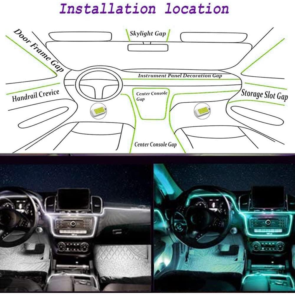 Luz de Neón EL ABALDI 5m Azul Hielo para Decoración de Coche