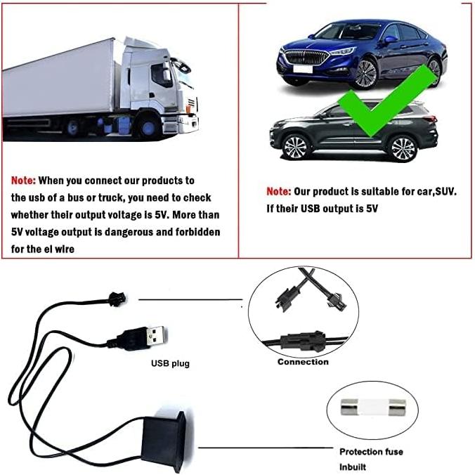 Luz de Neón EL ABALDI 5m Azul Hielo para Decoración de Coche