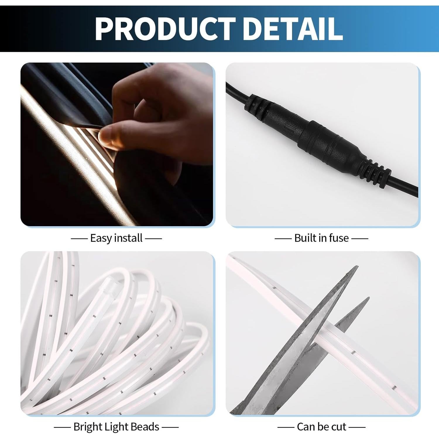 Tira de LED para Automóvil HOLDCY 449.5 cm Blanca 6000K Impermeable