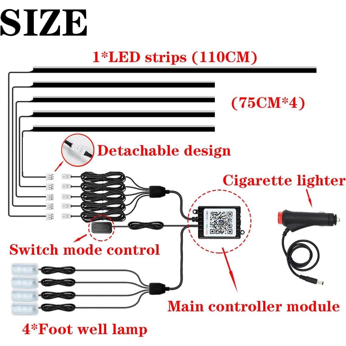 Tira de Luz LED Interior Vooda FWD-YBD Multicolor 9 en 1